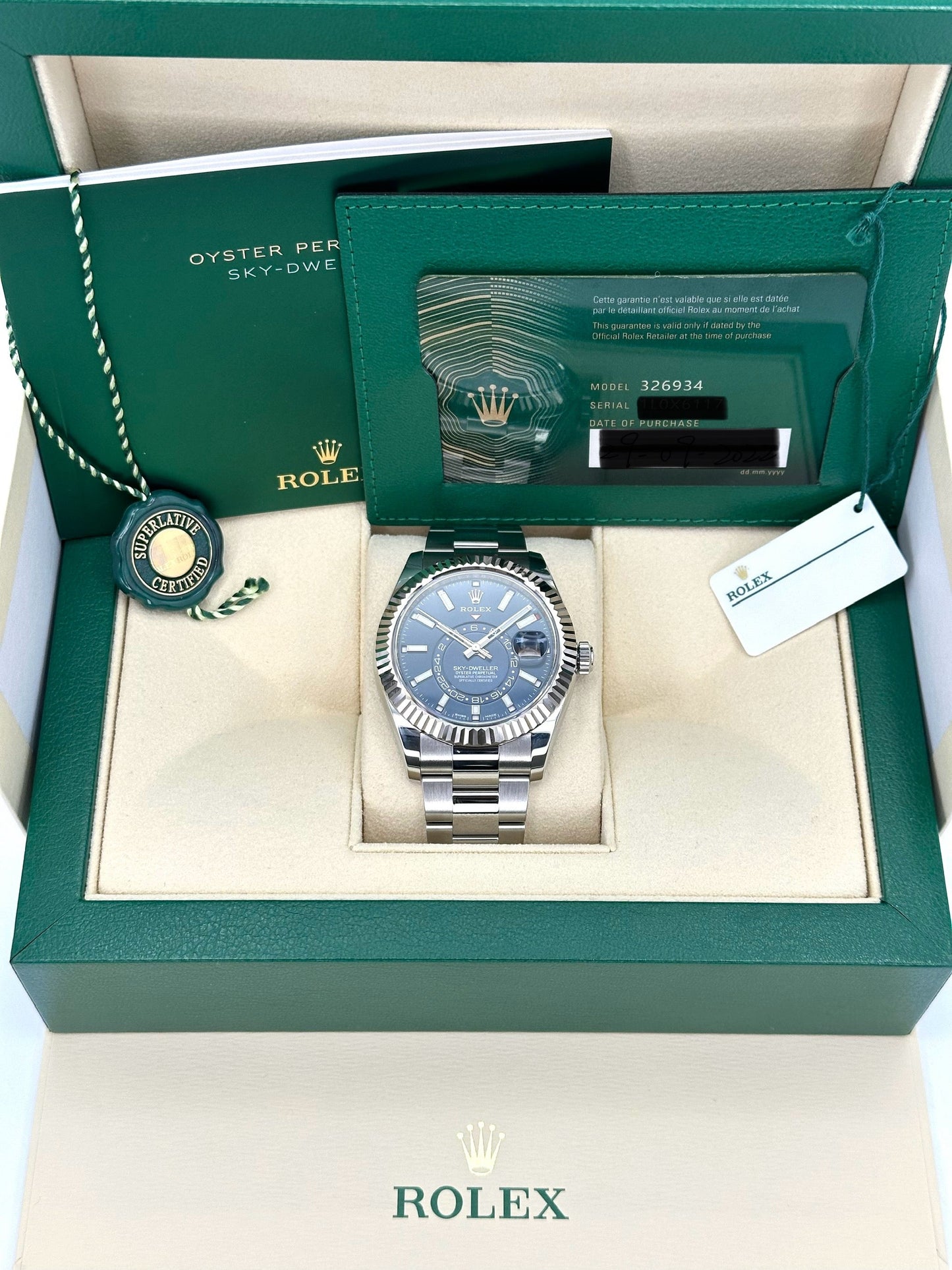 2022 Sky-Dweller 42mm 326934 Stainless Steel Oyster Blue Dial - MyWatchLLC