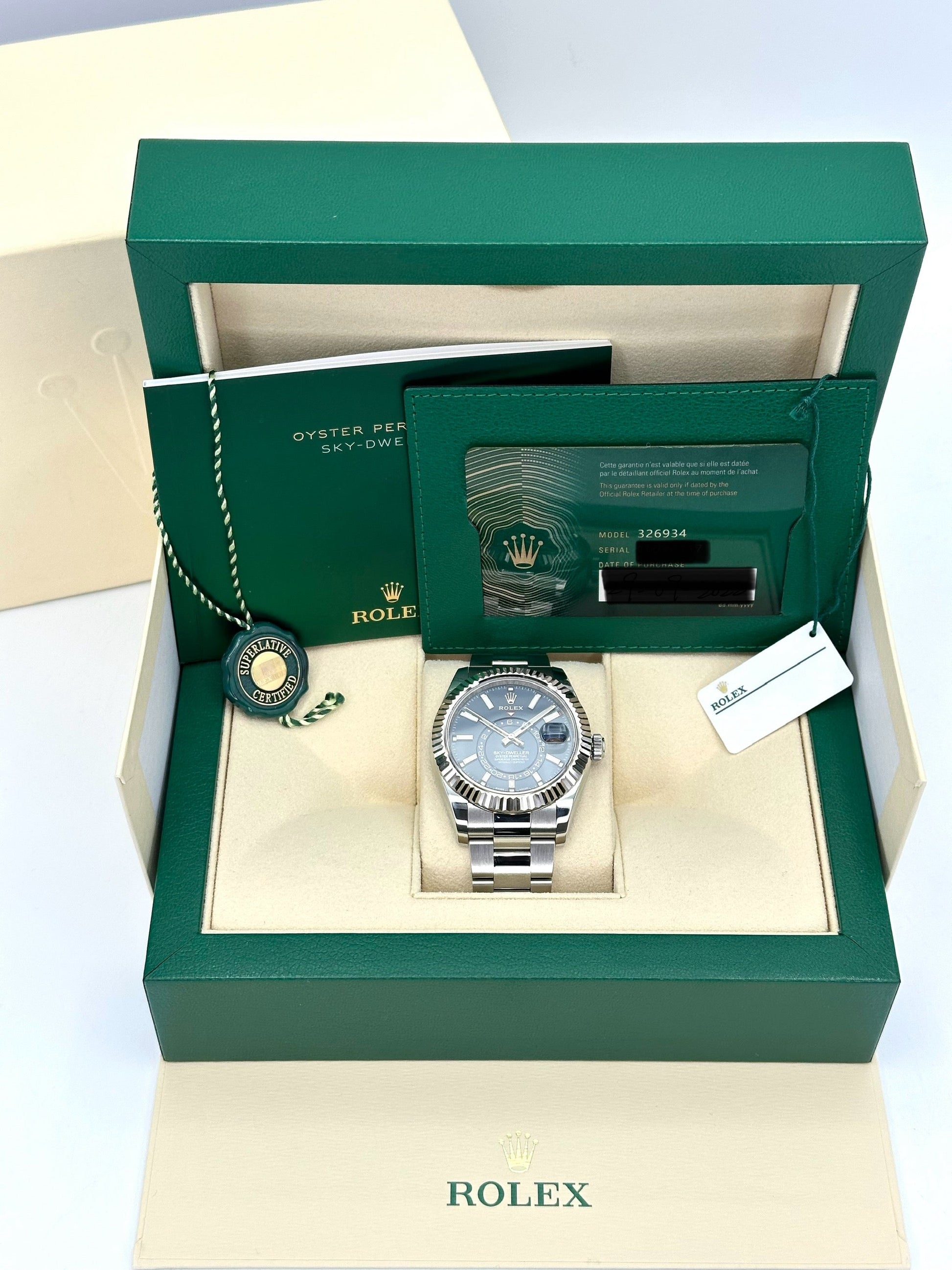 2022 Sky-Dweller 42mm 326934 Stainless Steel Oyster Blue Dial - MyWatchLLC