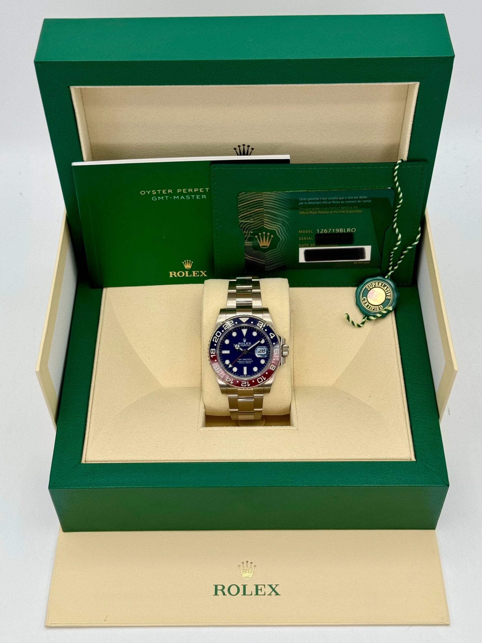 2022 Rolex GMT-Master II "Pepsi" 40mm 126719BLRO White Gold Oyster - MyWatchLLC
