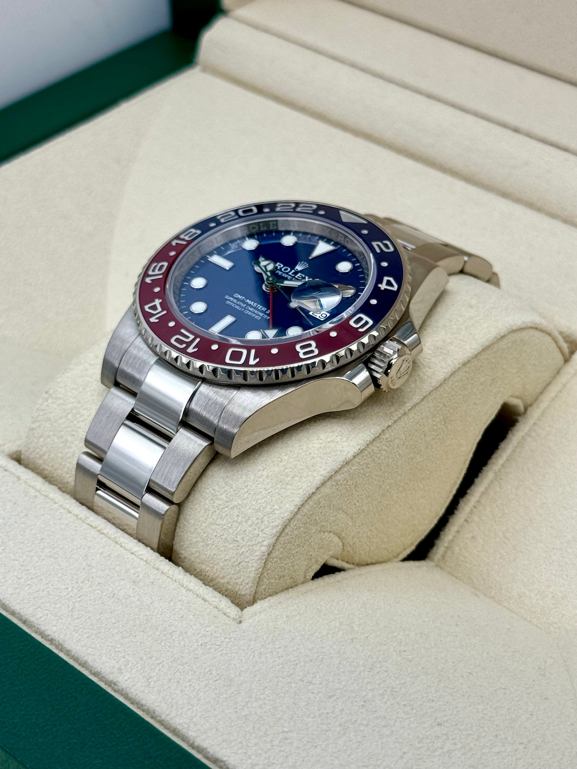 2022 Rolex GMT-Master II "Pepsi" 40mm 126719BLRO White Gold Oyster - MyWatchLLC