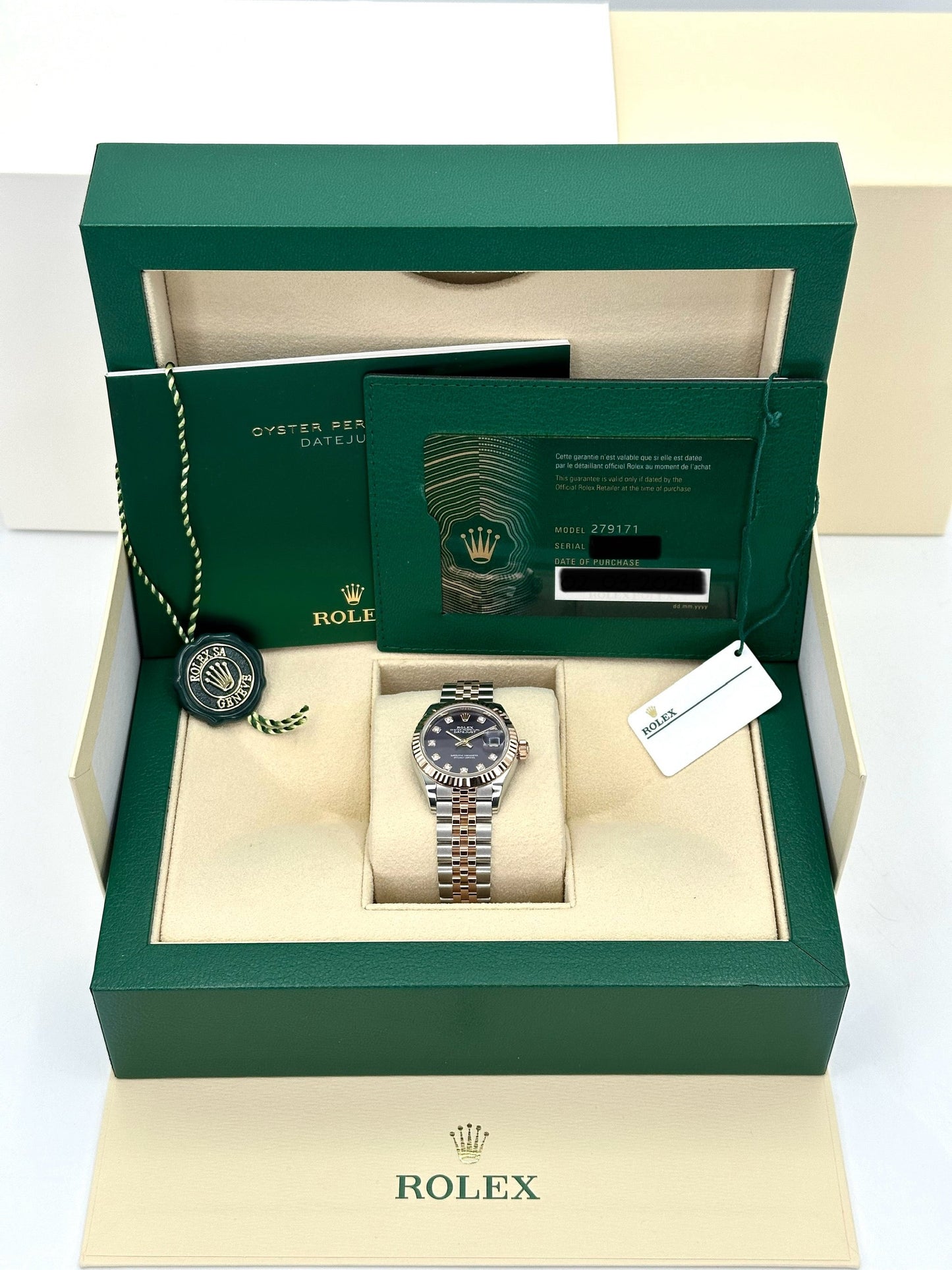 NEW 2024 Rolex Lady Datejust 28mm 279171 Two-Tone Purple Diamond Dial - MyWatchLLC