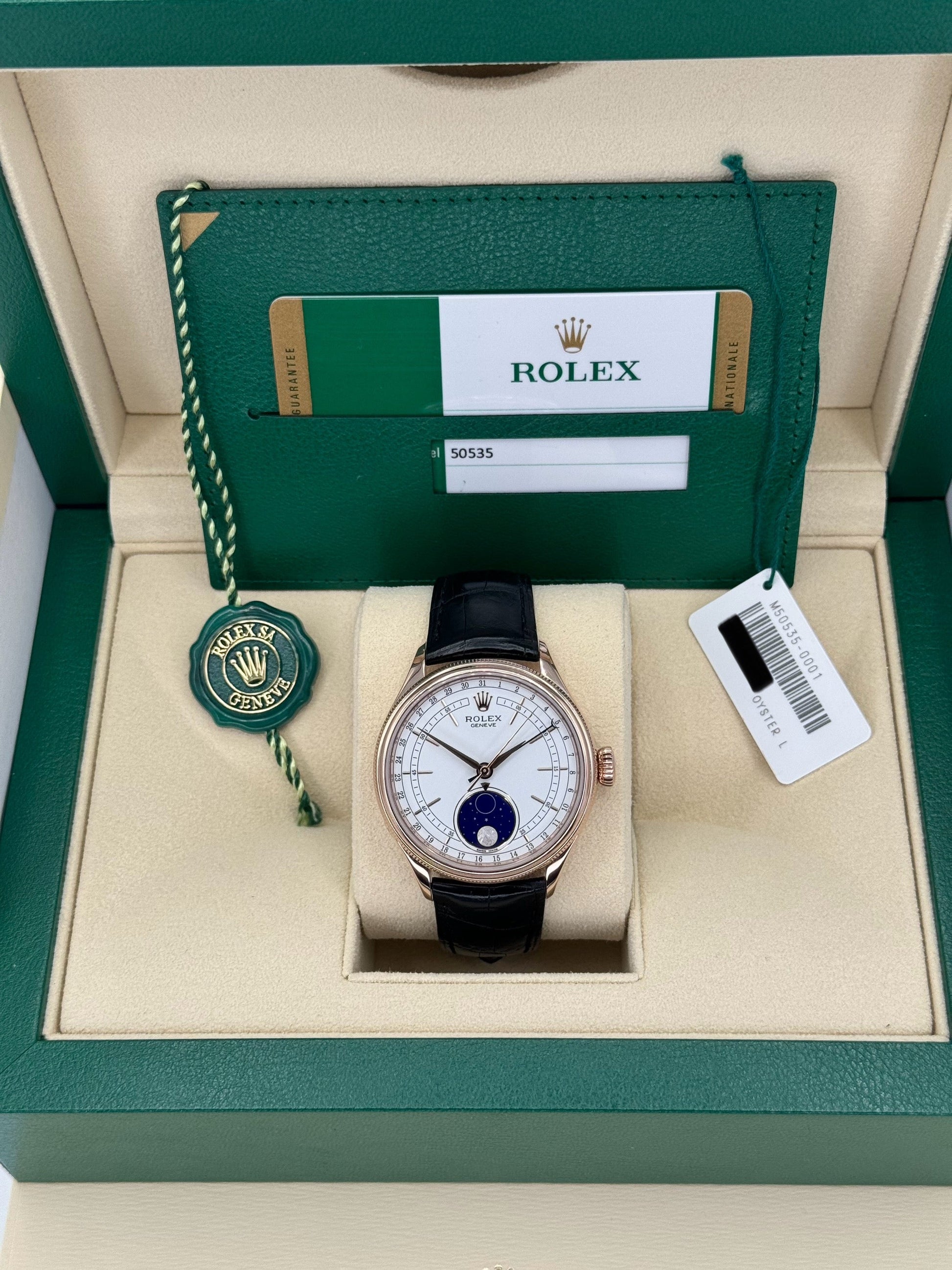 2019 Rolex Cellini Moonphase 39mm 50535 Rose Gold White Dial - MyWatchLLC
