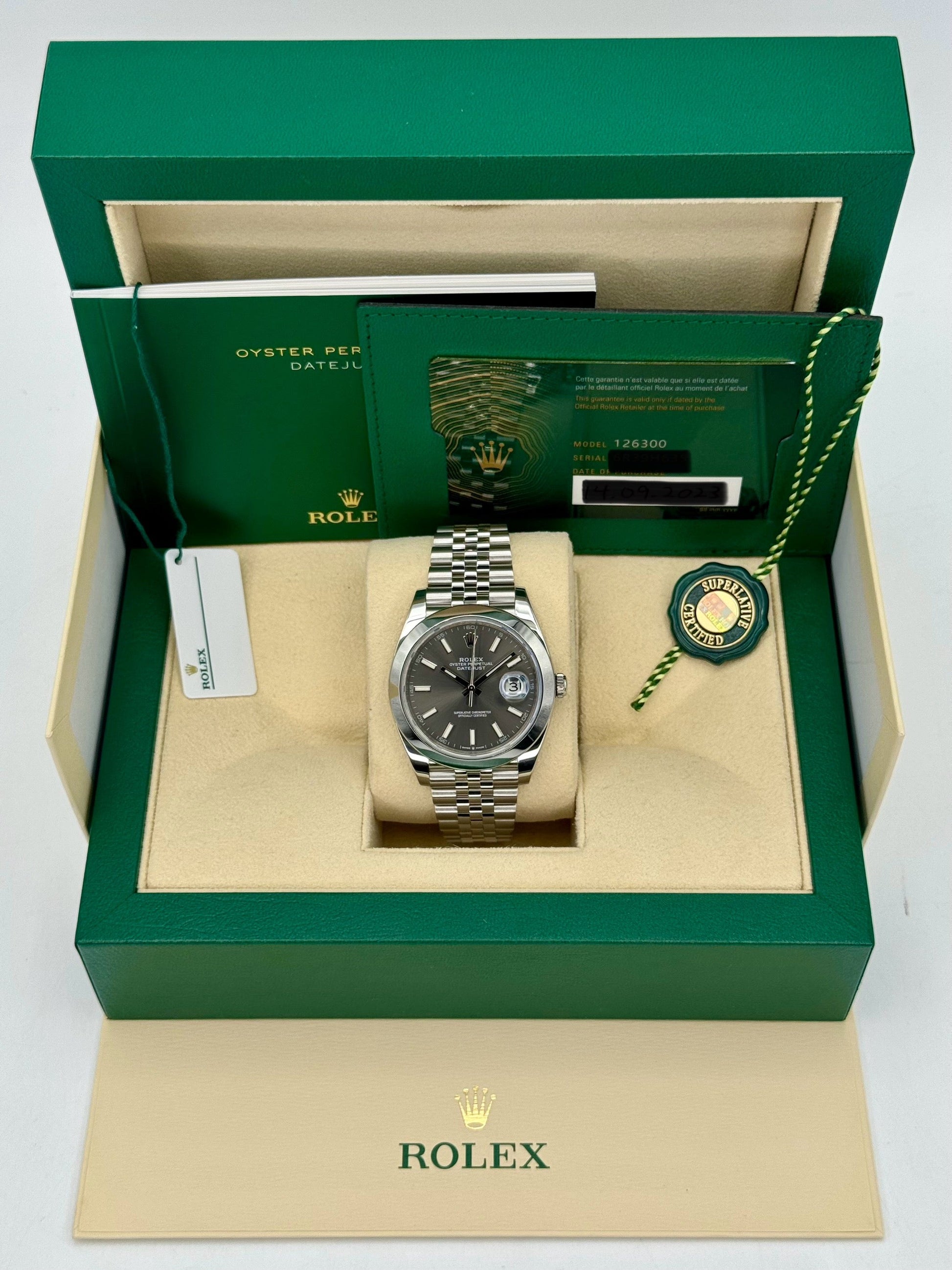 Rolex 2023 Datejust 41mm 126300 Stainless Steel Jubilee Rhodium Dial - MyWatchLLC