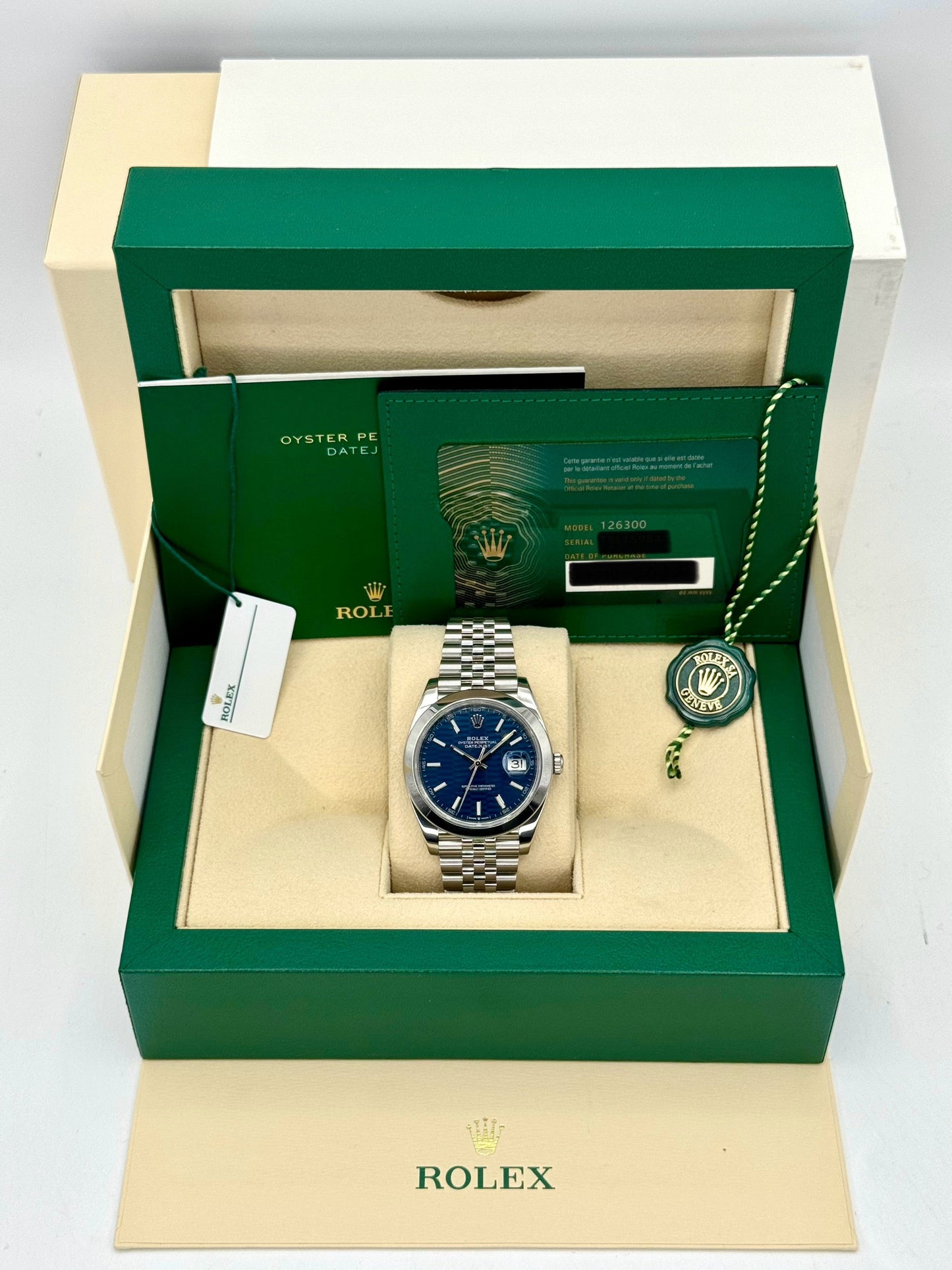 2022 Rolex Datejust 41mm 126300 Stainless Steel Jubilee Blue Motif Dial - MyWatchLLC