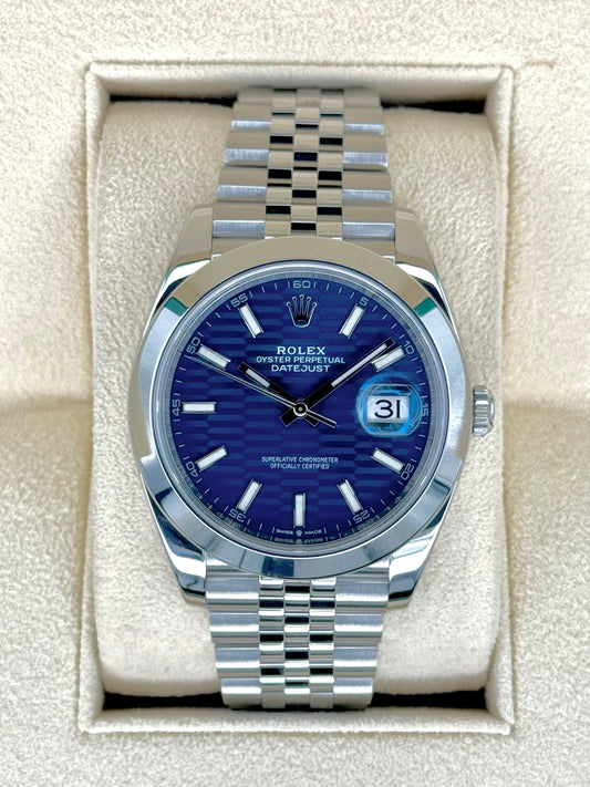 2022 Rolex Datejust 41mm 126300 Stainless Steel Jubilee Blue Motif Dial - MyWatchLLC