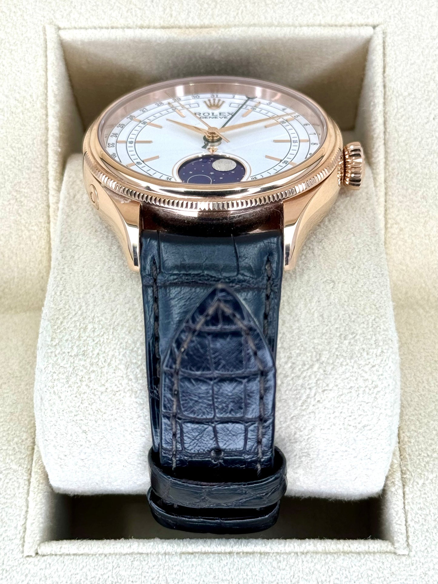 2020 Cellini Moonphase 39mm 50535 Rose Gold White Dial - MyWatchLLC