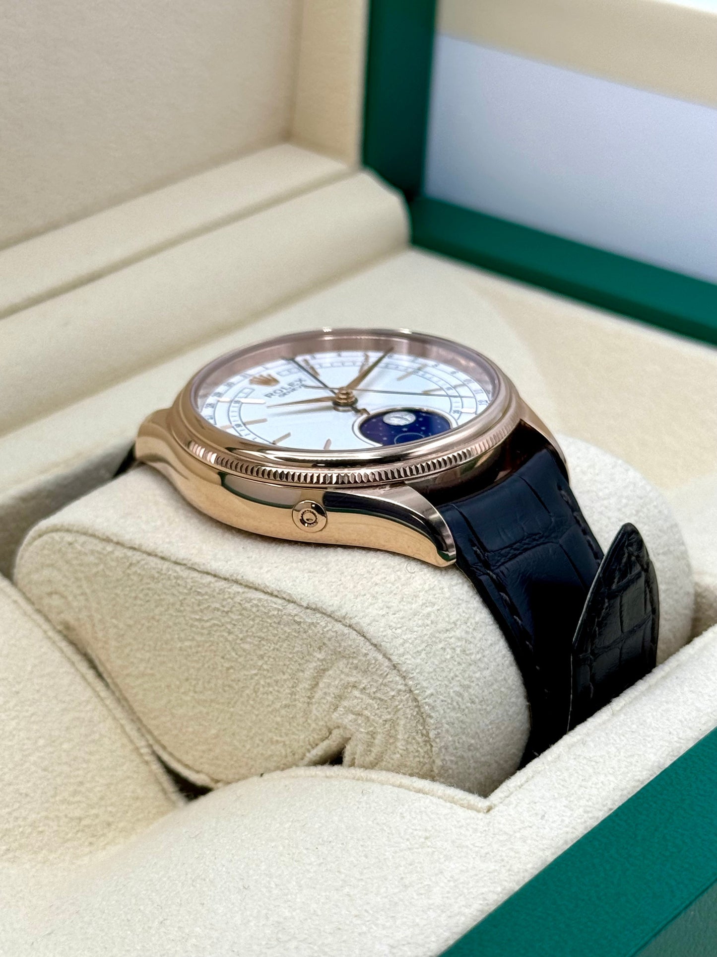2020 Cellini Moonphase 39mm 50535 Rose Gold White Dial - MyWatchLLC