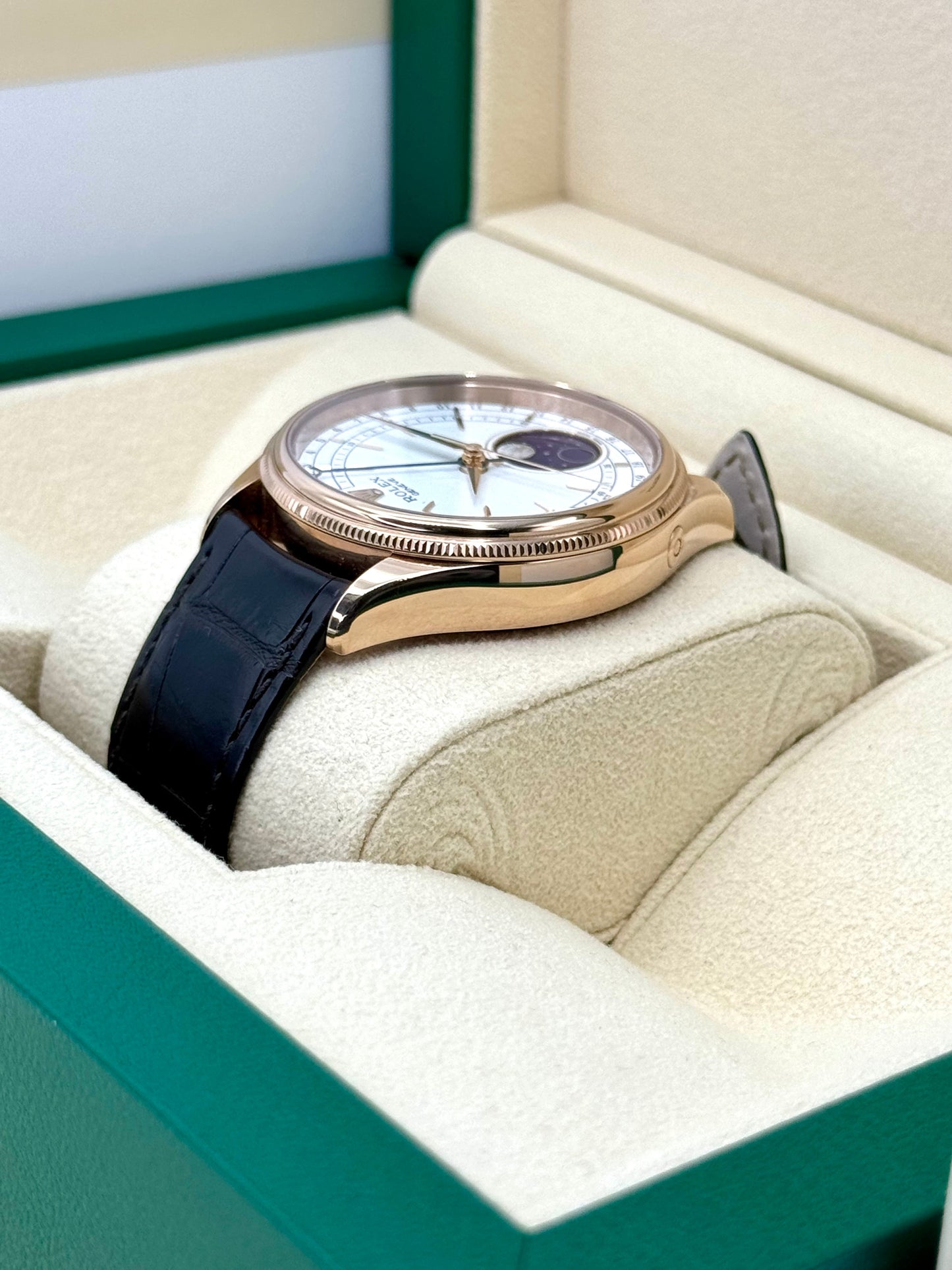 2020 Cellini Moonphase 39mm 50535 Rose Gold White Dial - MyWatchLLC