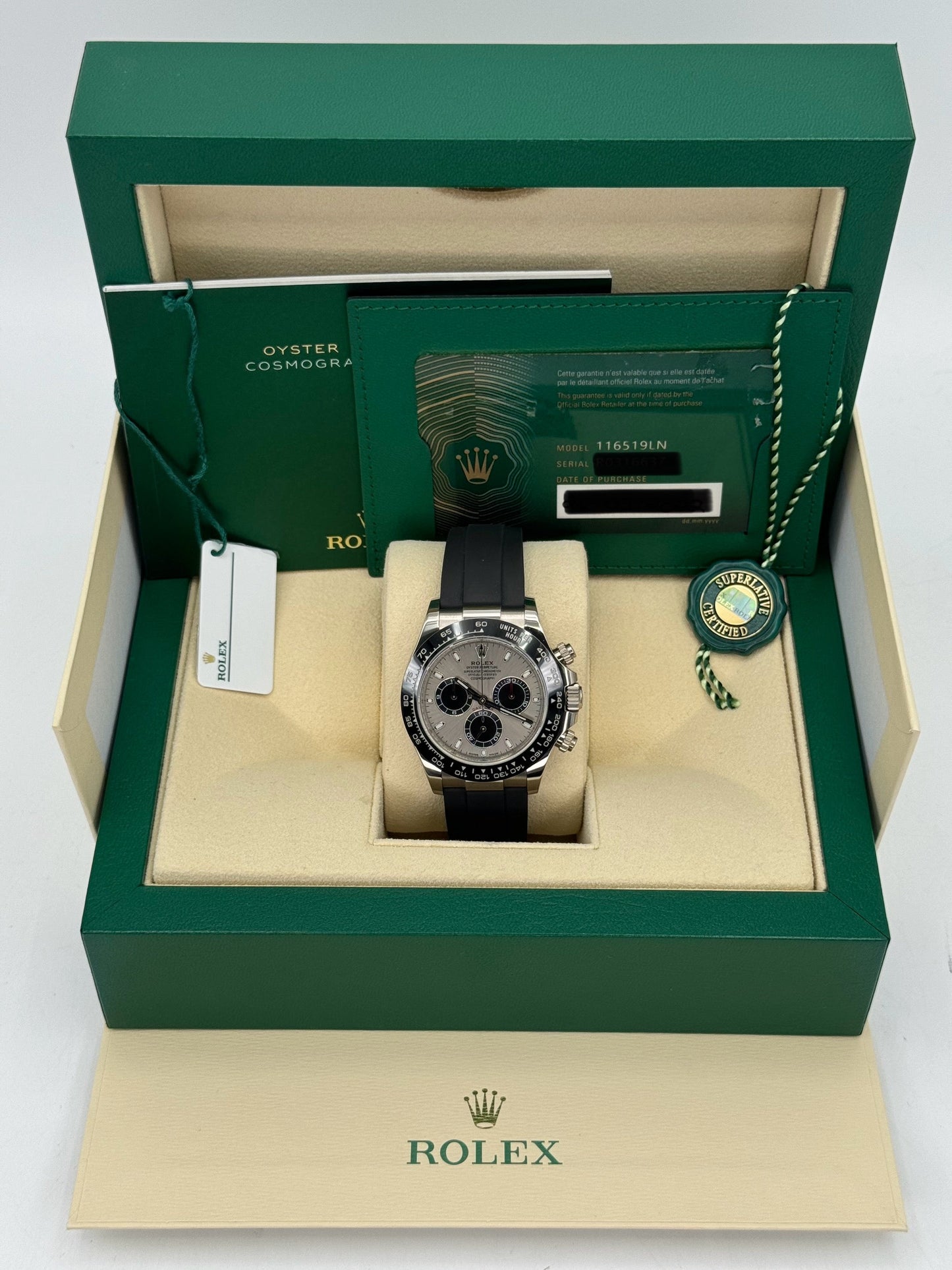 2022 Rolex Daytona 40mm 116519LN White Gold Silver Ghost Dial - MyWatchLLC