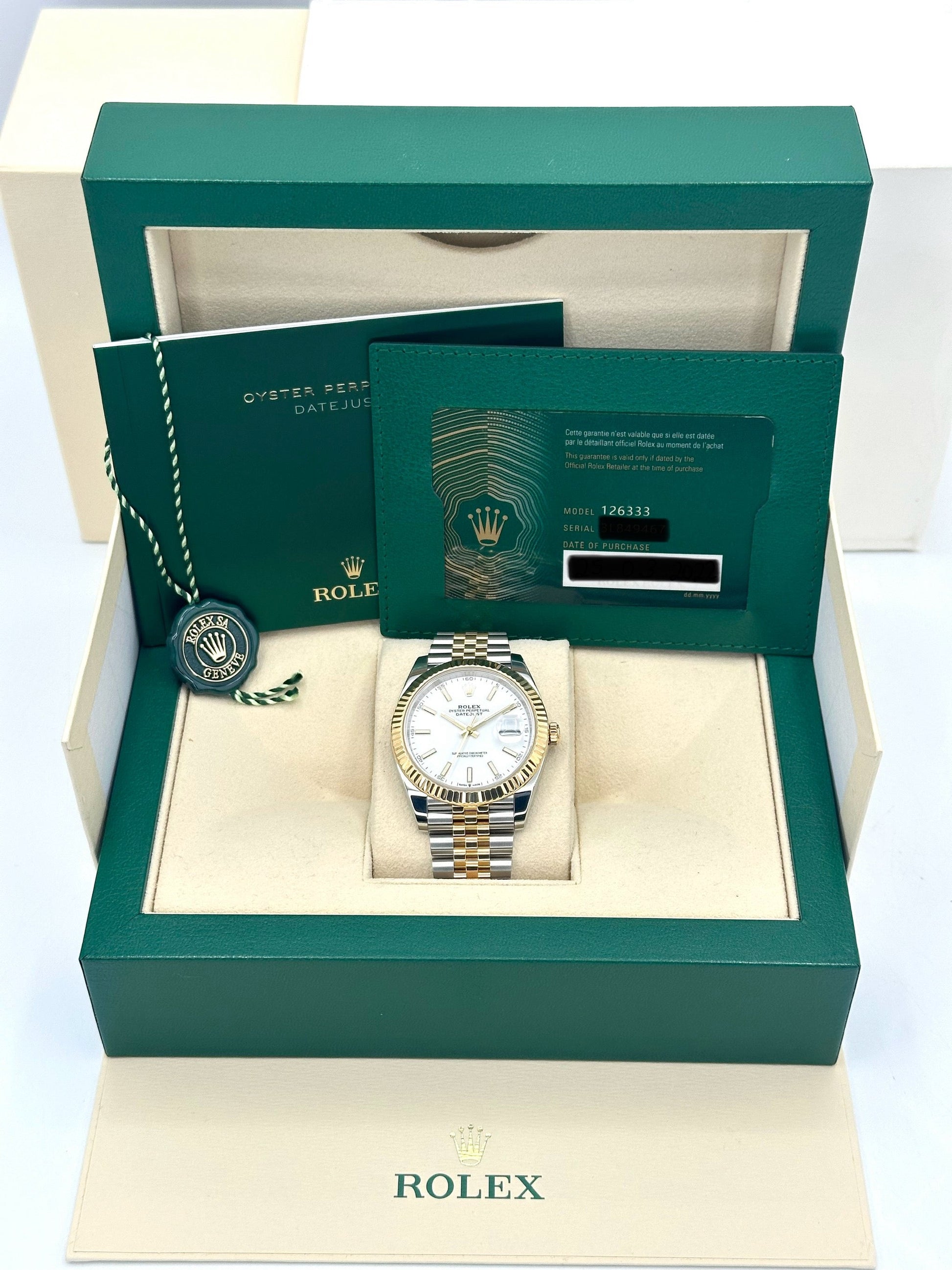 2022 Rolex Datejust 41mm 126333 Two-Tone Jubilee White Dial - MyWatchLLC