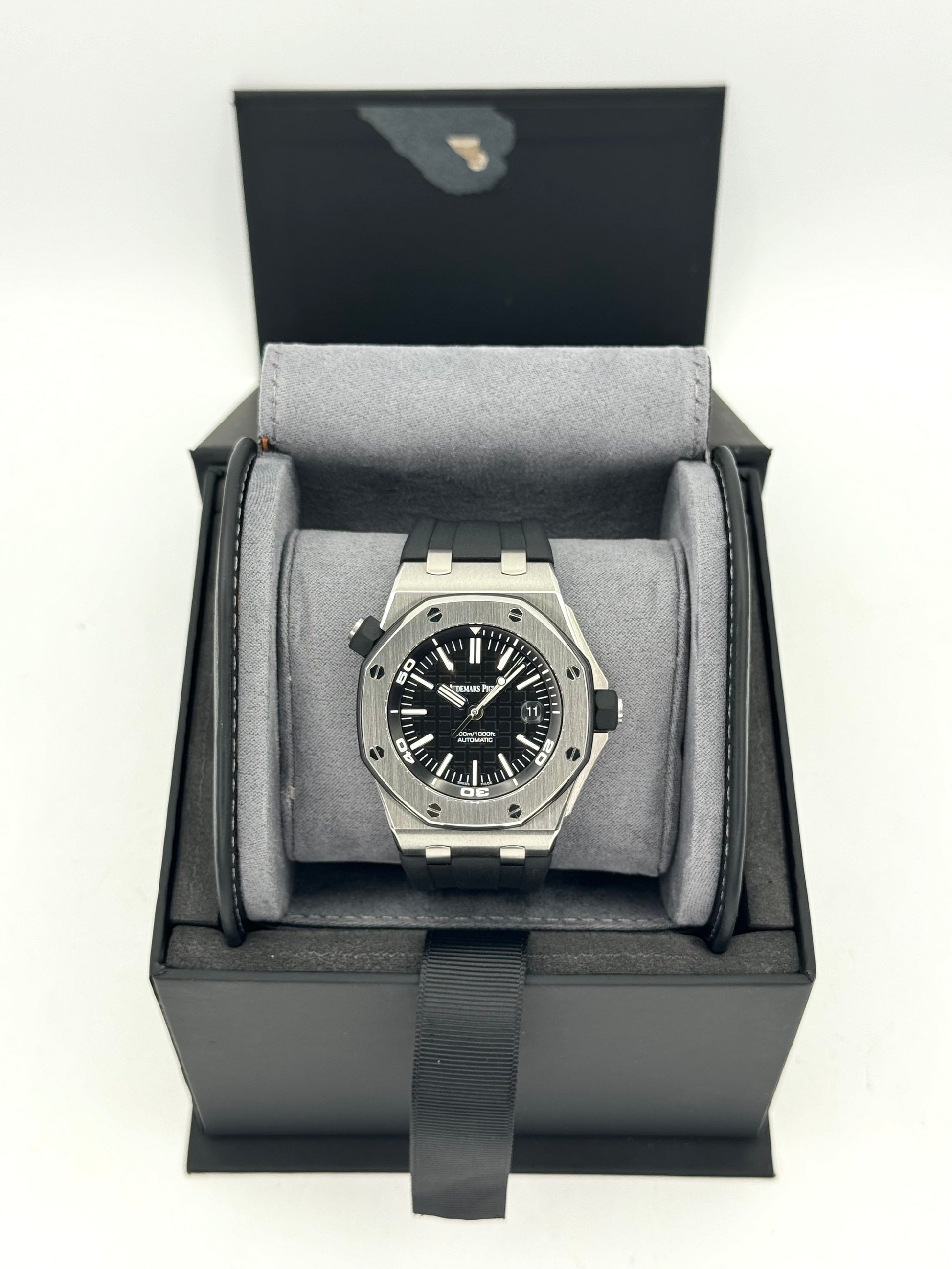 Audemars Piguet Royal Oak Offshore Scuba 15710ST Black Waffle Dial - MyWatchLLC