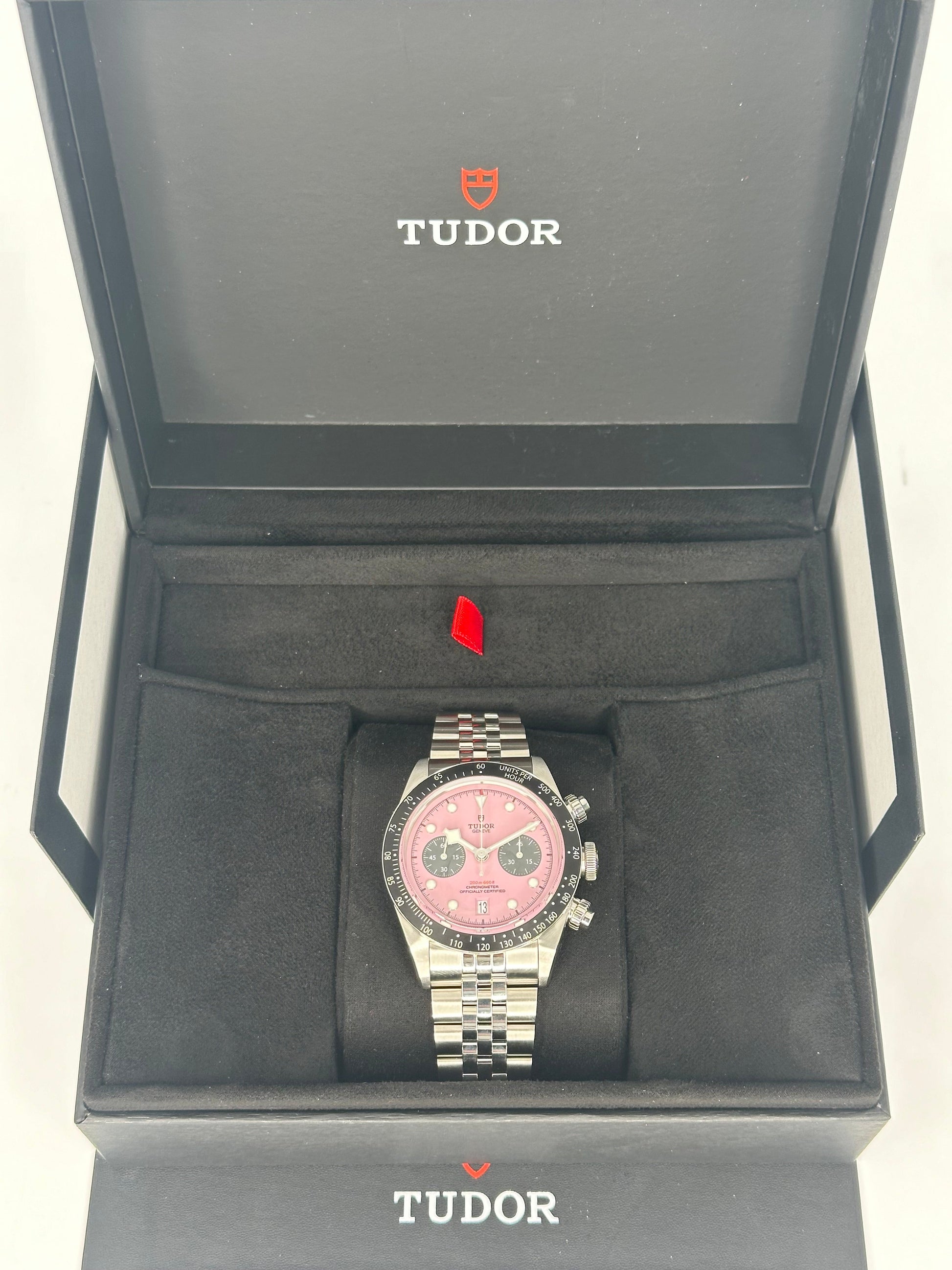 NEW 2024 Tudor Black Bay Chrono 41mm 79360N Stainless Steel Pink Dial - MyWatchLLC