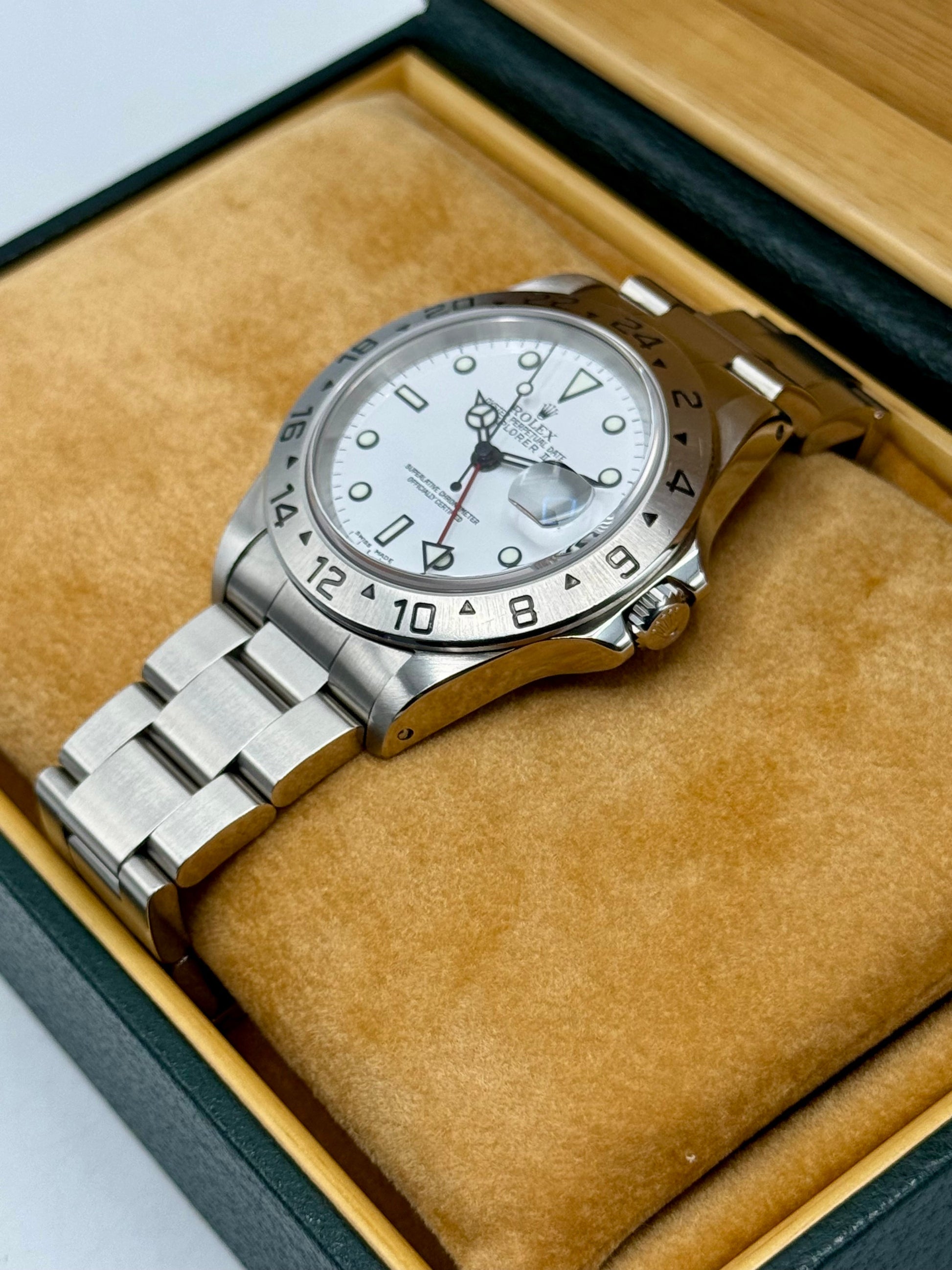 2000 Rolex Explorer II 40mm 16570 Stainless Steel Polar White Dial - MyWatchLLC