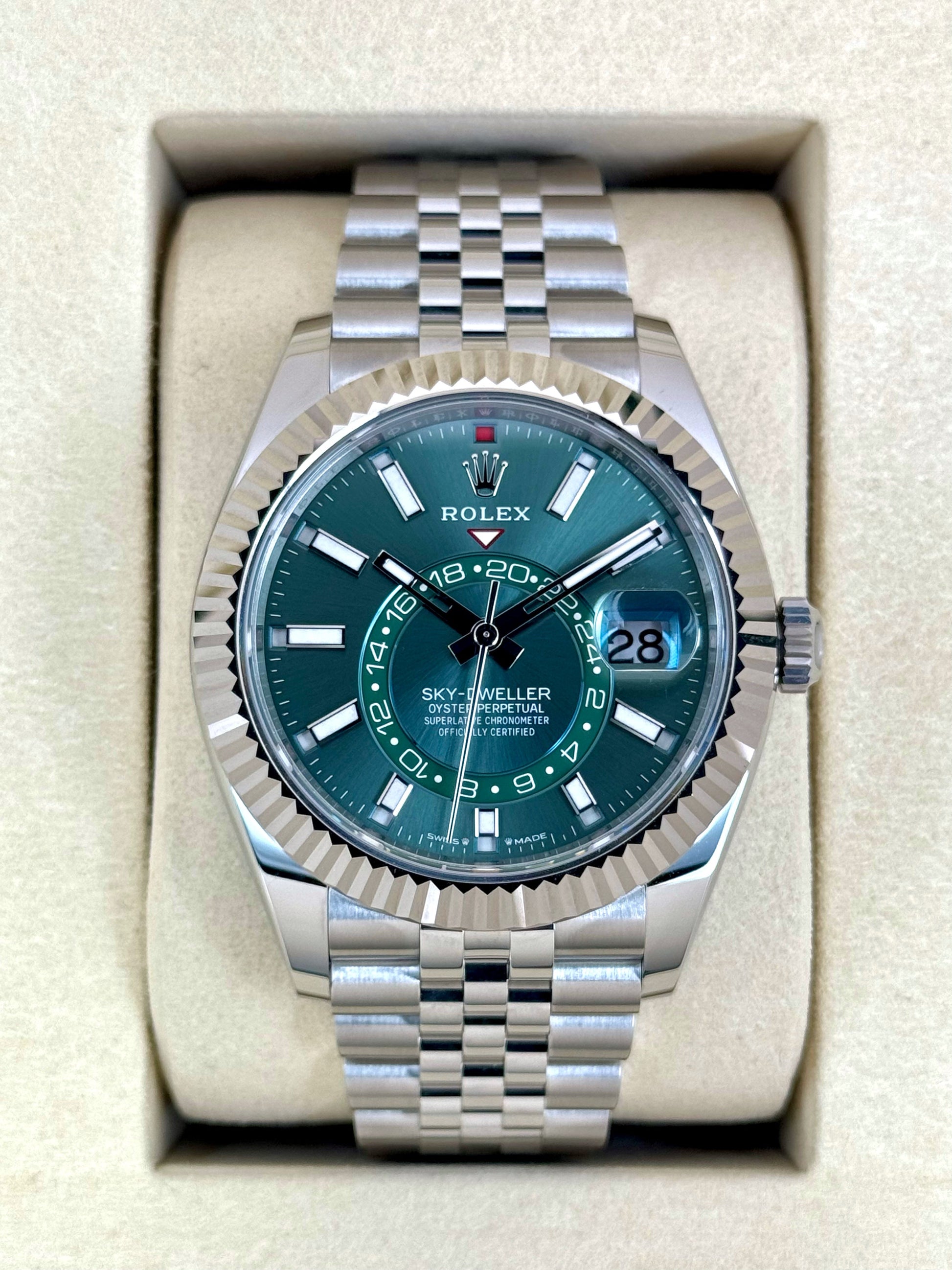 NEW 2025 Rolex Sky-Dweller 42mm 336934 Jubilee Green Dial - MyWatchLLC