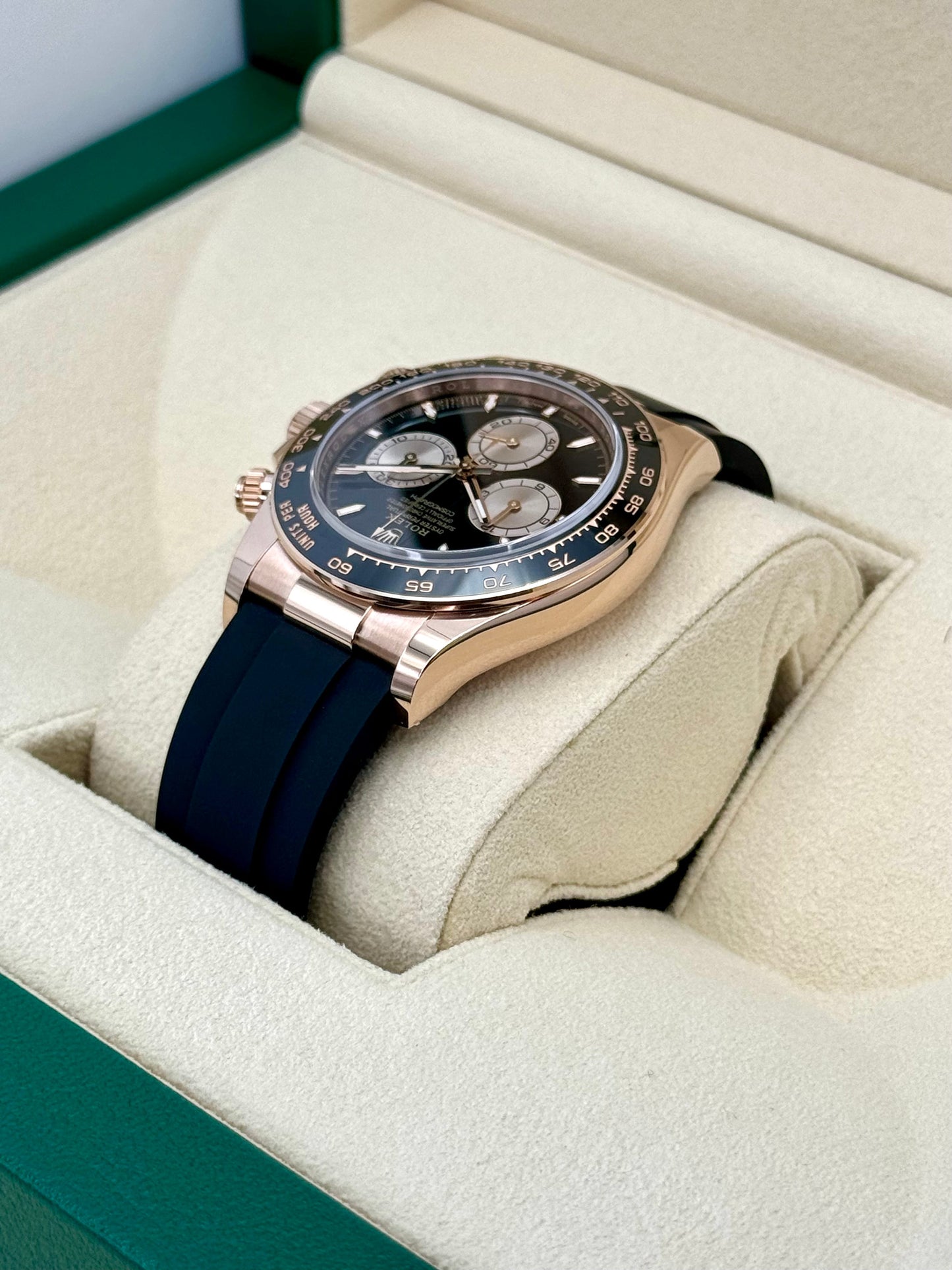 NEW 2025 Rolex Daytona 40mm 126515LN Rose Gold Oysterflex Black Dial - MyWatchLLC