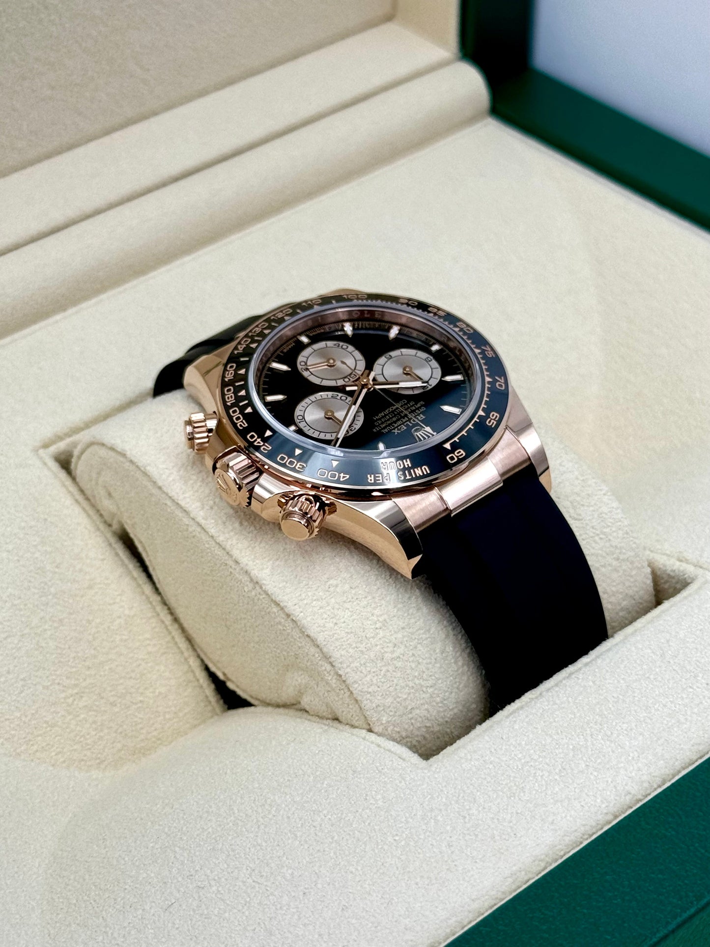 NEW 2025 Rolex Daytona 40mm 126515LN Rose Gold Oysterflex Black Dial - MyWatchLLC