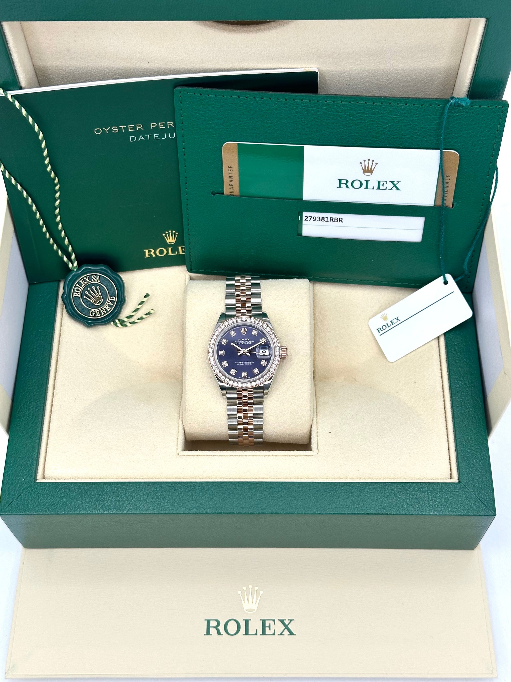 2017 Rolex Lady-Datejust 28mm 279381RBR Two-Tone Purple Diamond Dial - MyWatchLLC
