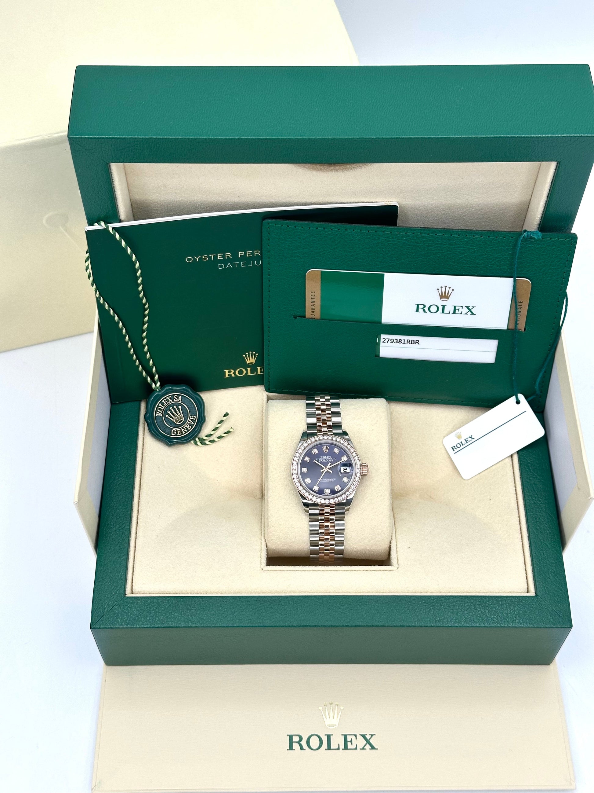 2017 Rolex Lady-Datejust 28mm 279381RBR Two-Tone Purple Diamond Dial - MyWatchLLC
