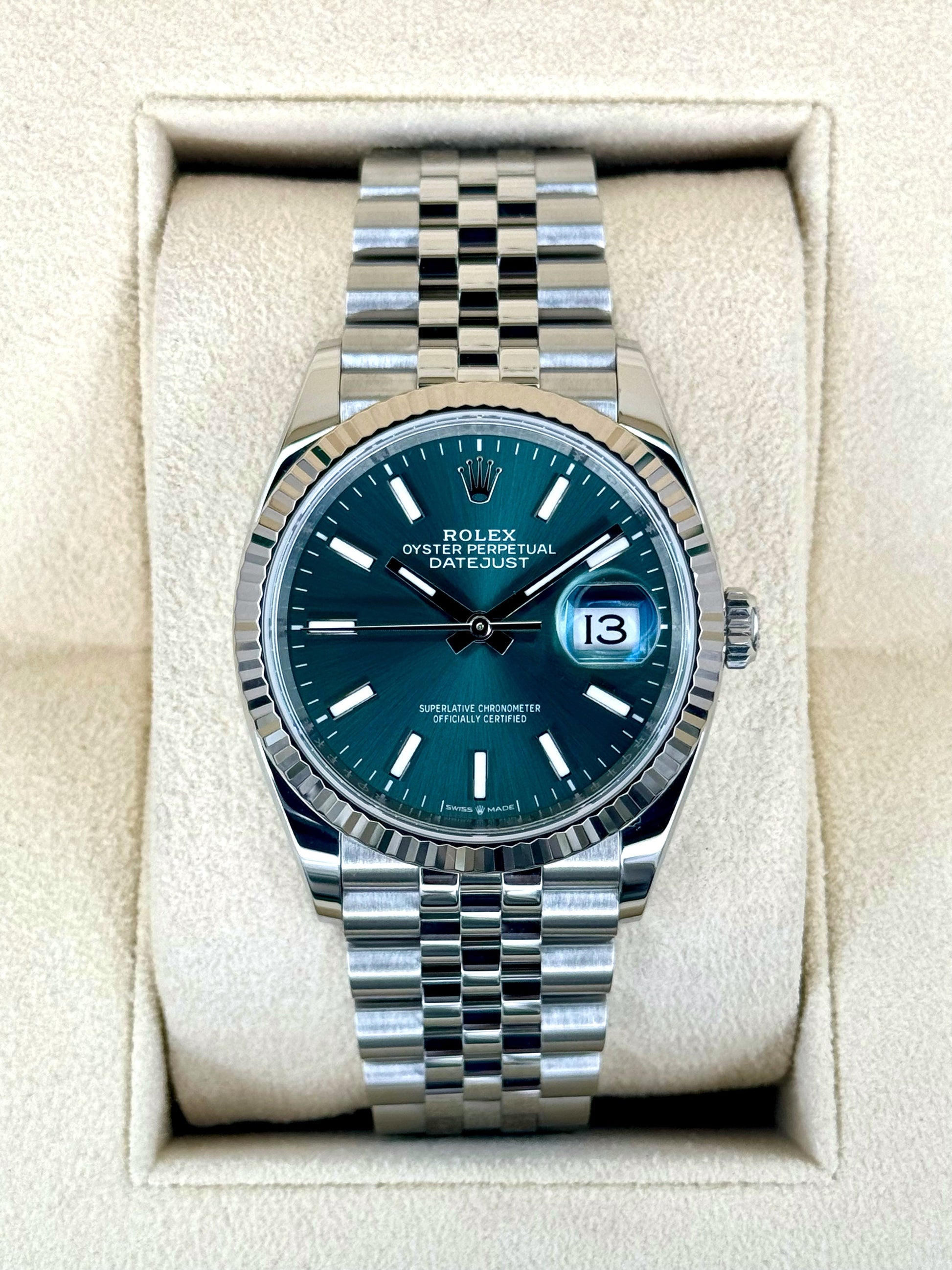2024 Rolex Datejust 36mm 126234 Stainless Steel Jubilee Green Dial - MyWatchLLC