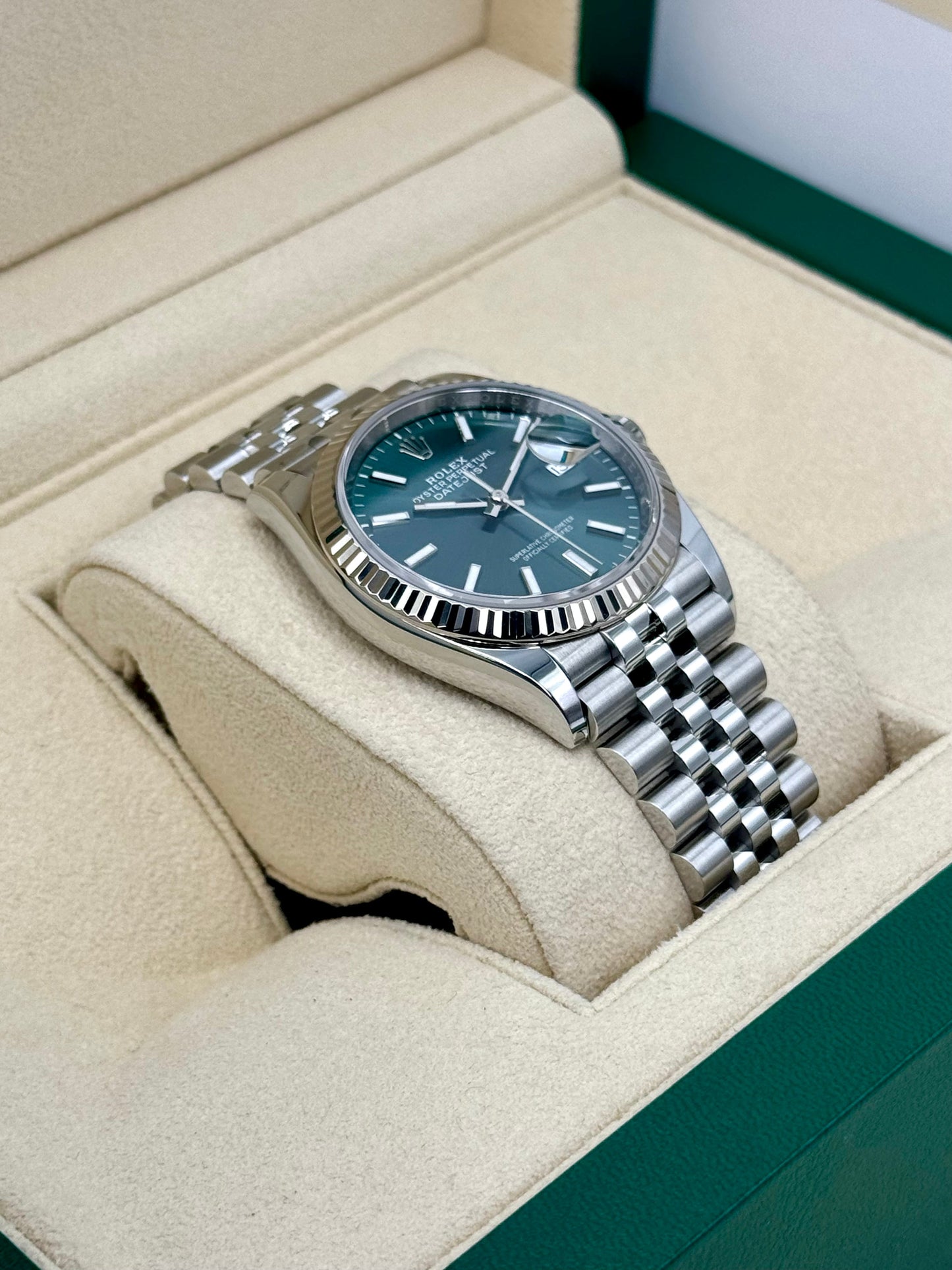 2024 Rolex Datejust 36mm 126234 Stainless Steel Jubilee Green Dial - MyWatchLLC