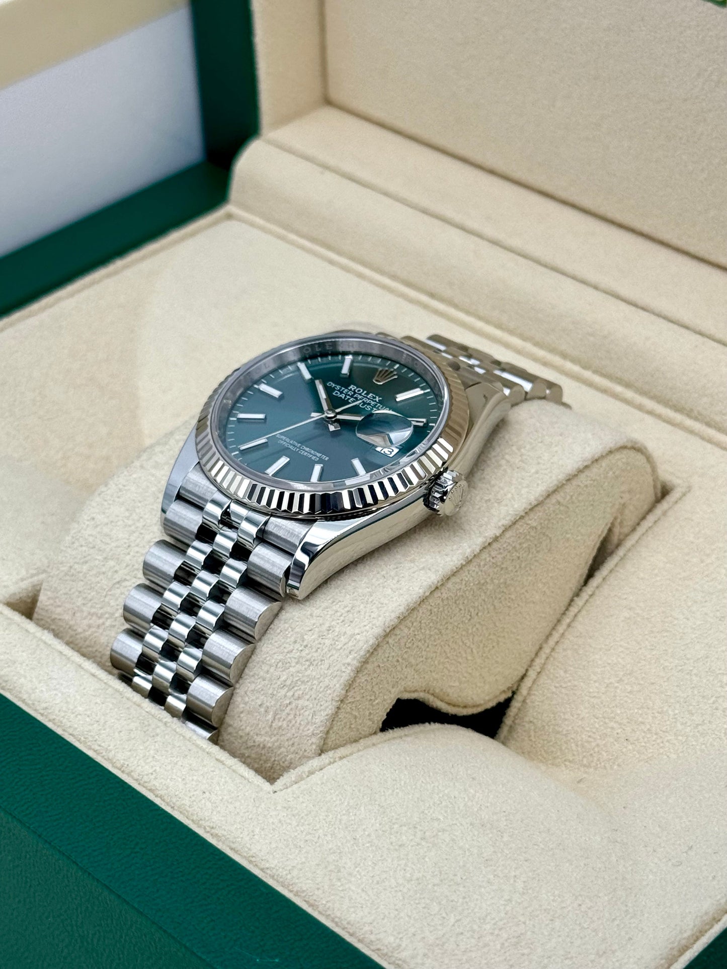 2024 Rolex Datejust 36mm 126234 Stainless Steel Jubilee Green Dial - MyWatchLLC