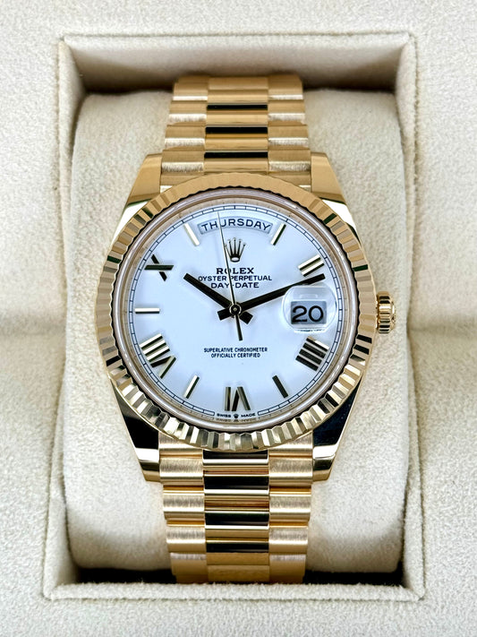 2022 Rolex Day-Date 40mm 228238 Presidential White Roman Numeral Dial - MyWatchLLC