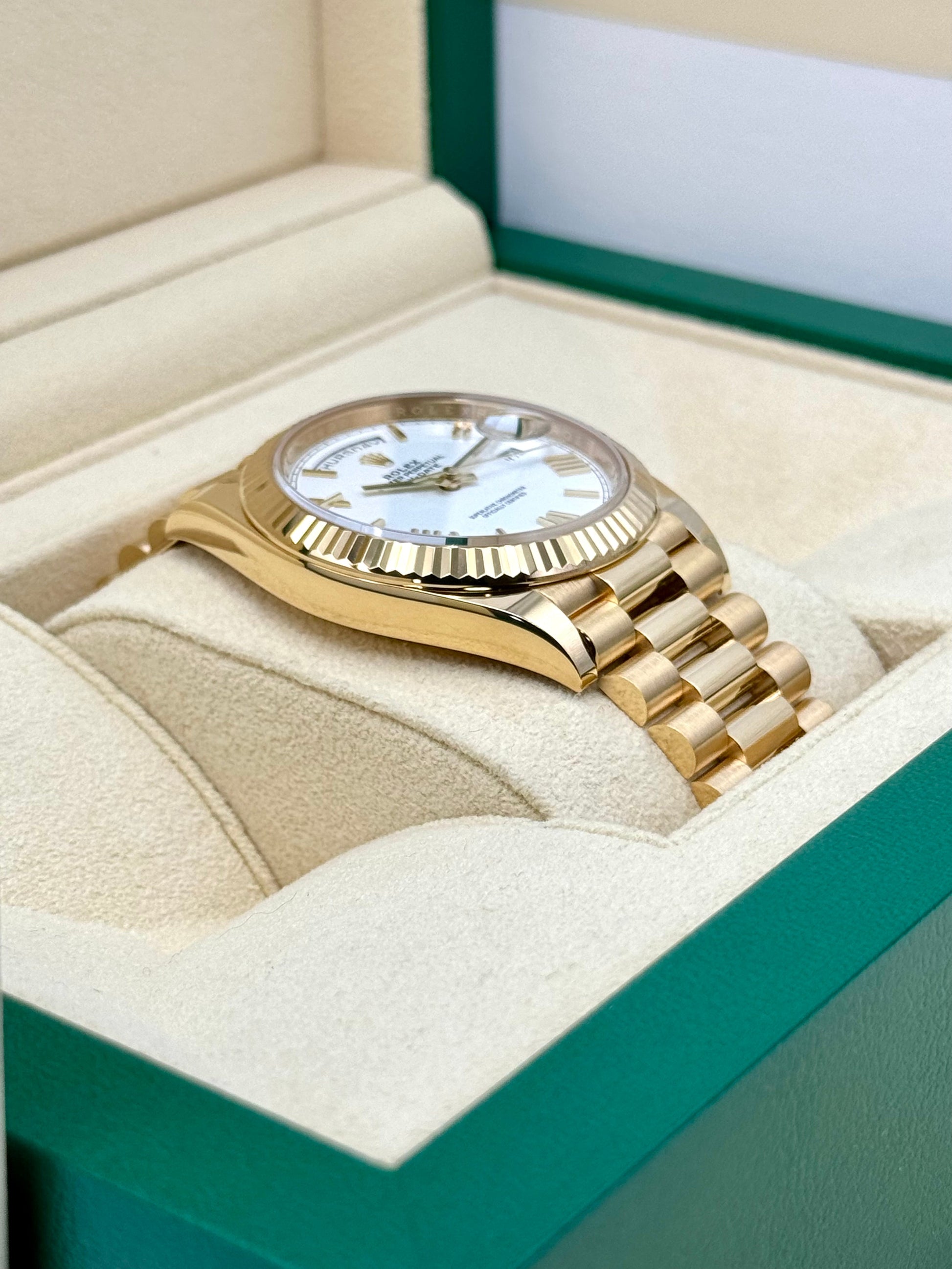 2022 Rolex Day-Date 40mm 228238 Presidential White Roman Numeral Dial - MyWatchLLC