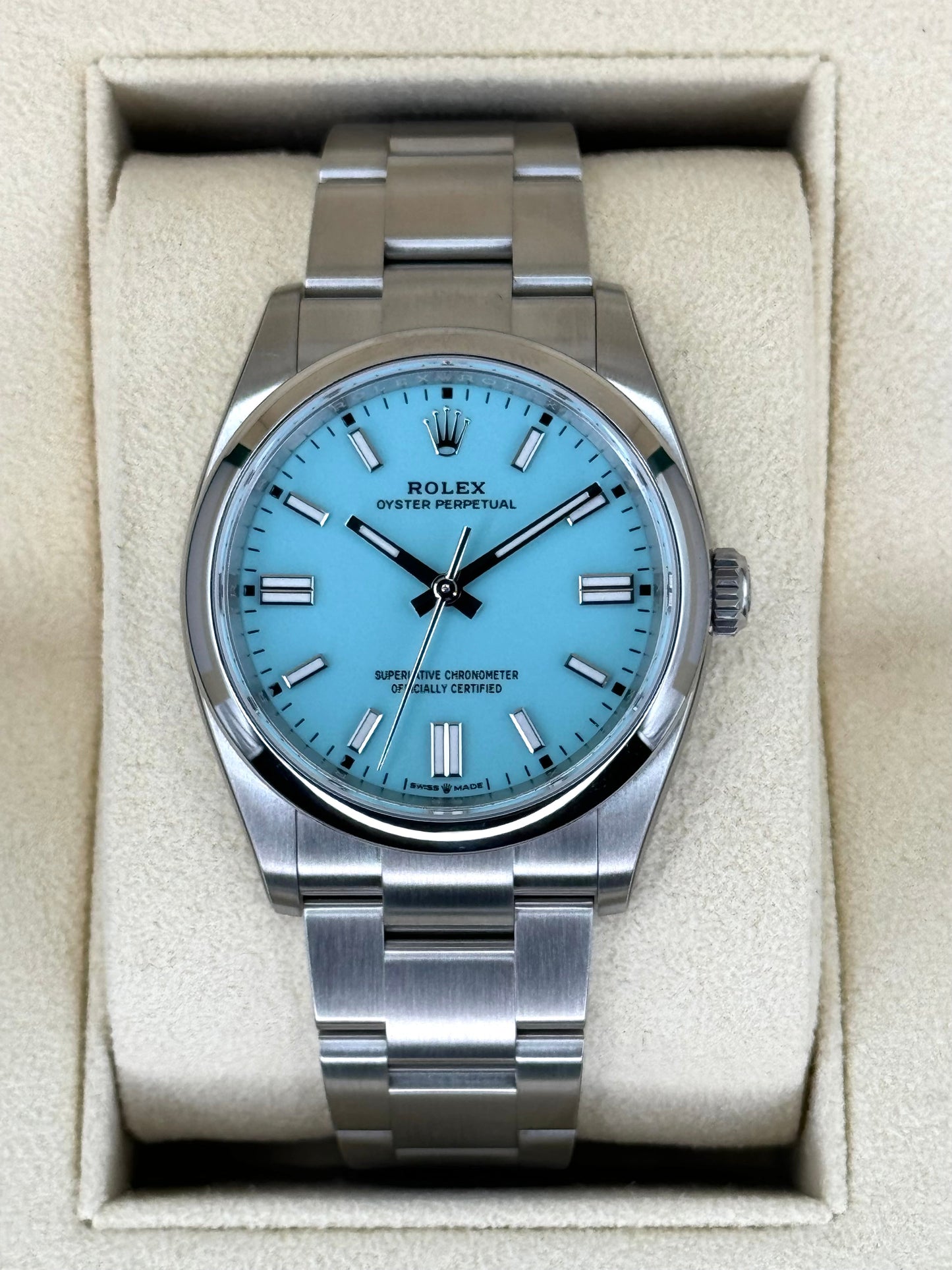 NEW 2023 Rolex Oyster Perpetual 36mm 126000 Tiffany Blue Dial - MyWatchLLC