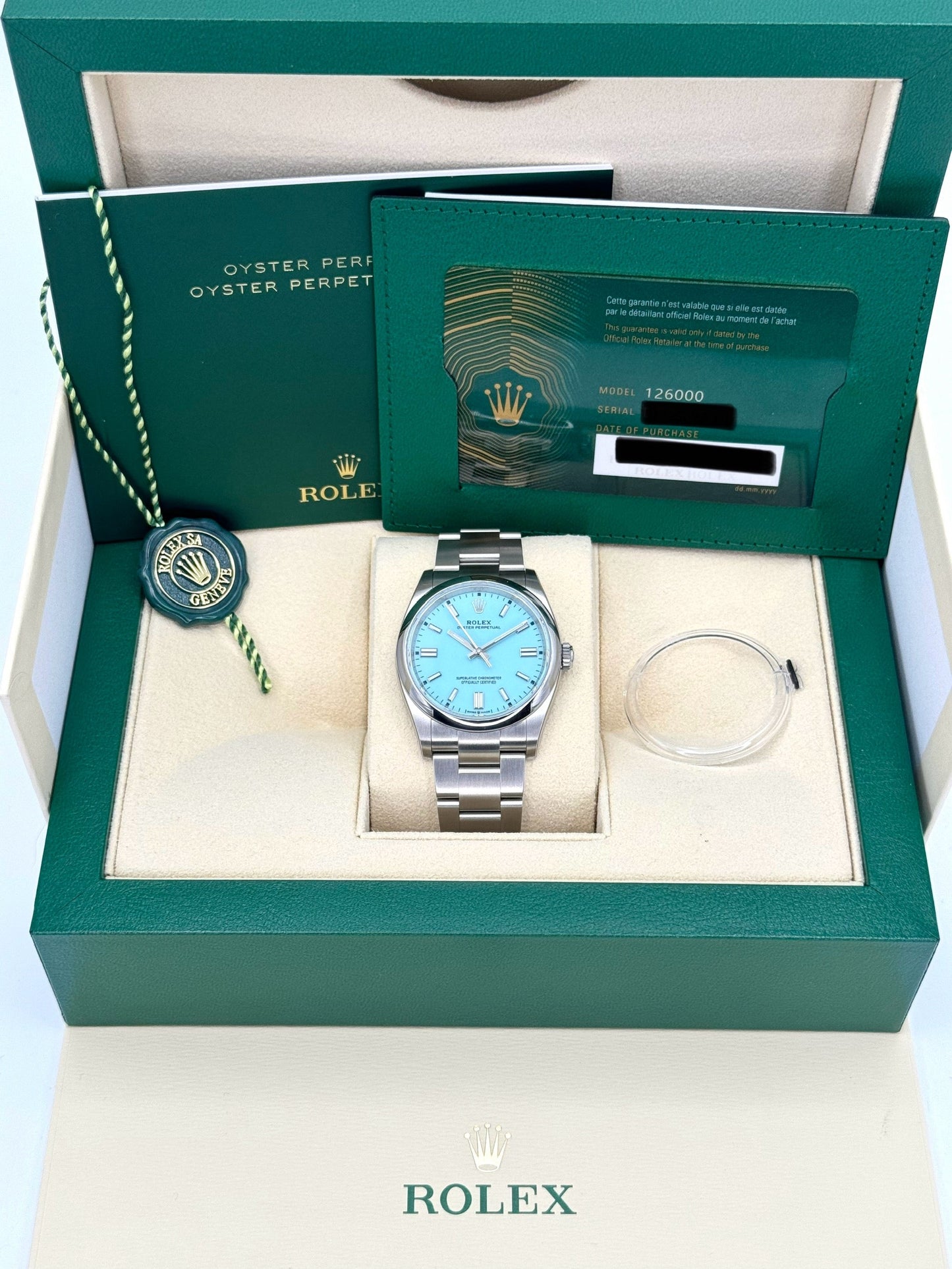 NEW 2023 Rolex Oyster Perpetual 36mm 126000 Tiffany Blue Dial - MyWatchLLC