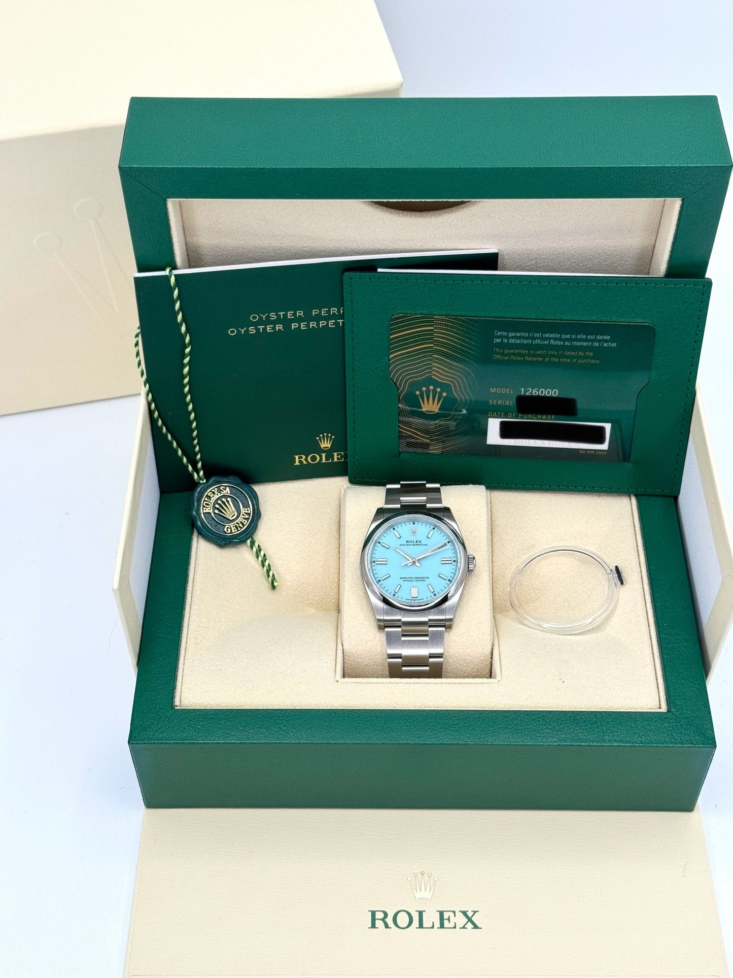 NEW 2023 Rolex Oyster Perpetual 36mm 126000 Tiffany Blue Dial - MyWatchLLC