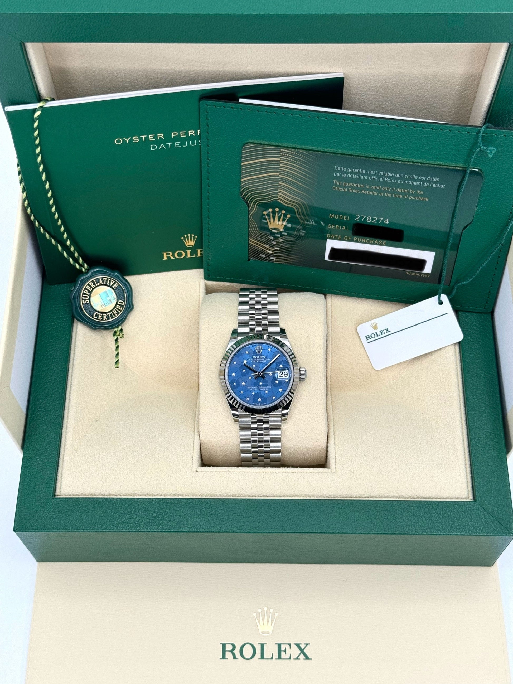 NEW 2023 Rolex Lady DJ 31mm 278274 Stainless Steel Jubilee Floral Dial - MyWatchLLC