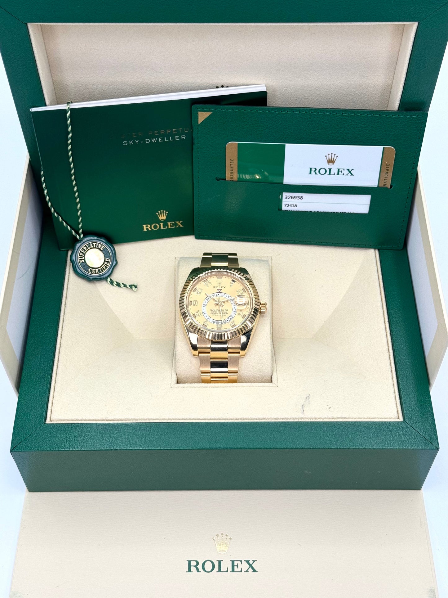 2016 Sky-Dweller 42mm 326938 Yellow Gold Champagne Arabic Numerals Dial - MyWatchLLC