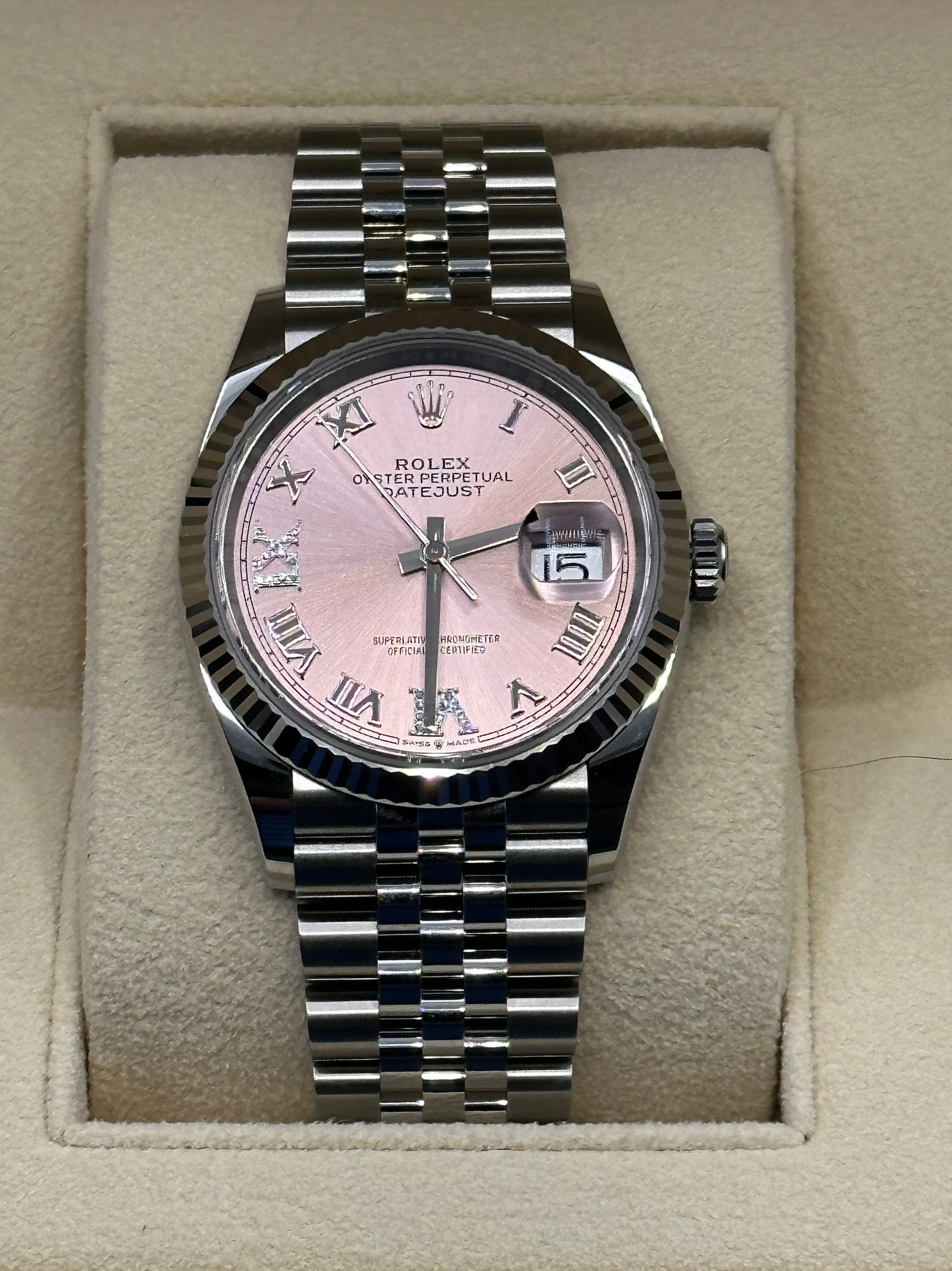 2023 Rolex Datejust 36mm 126234 Jubilee Pink Dial Diamond VI & IX - MyWatchLLC