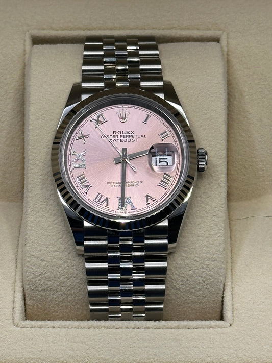 2023 Rolex Datejust 36mm 126234 Jubilee Pink Dial Diamond VI & IX - MyWatchLLC