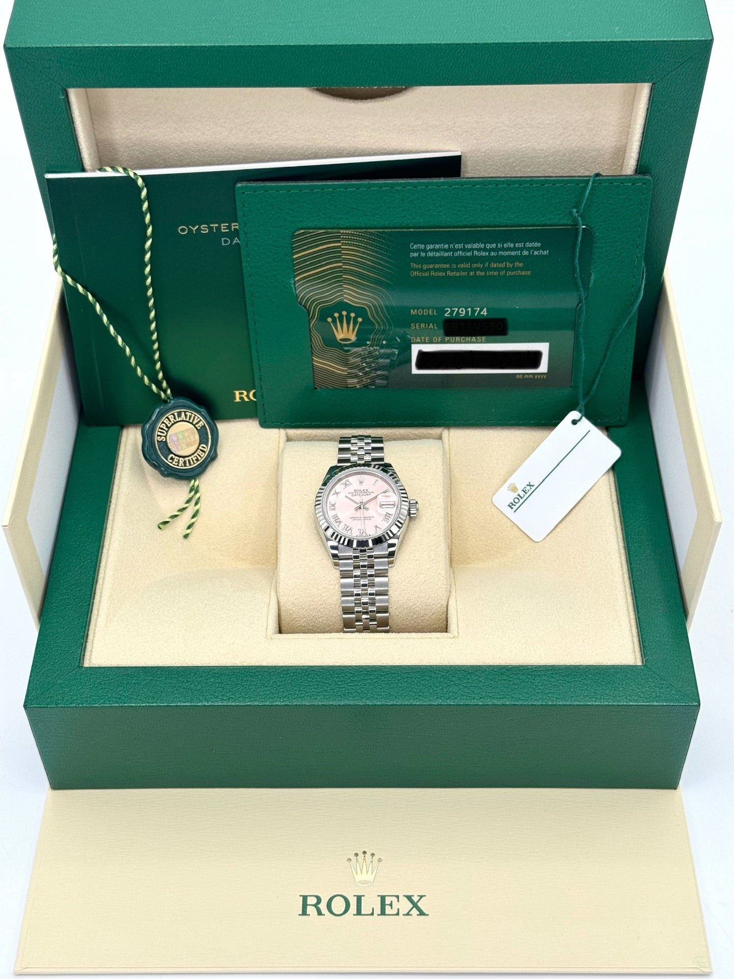 NEW 2024 Lady Datejust 28mm 279174 Stainless Steel Jubilee Pink Dial - MyWatchLLC