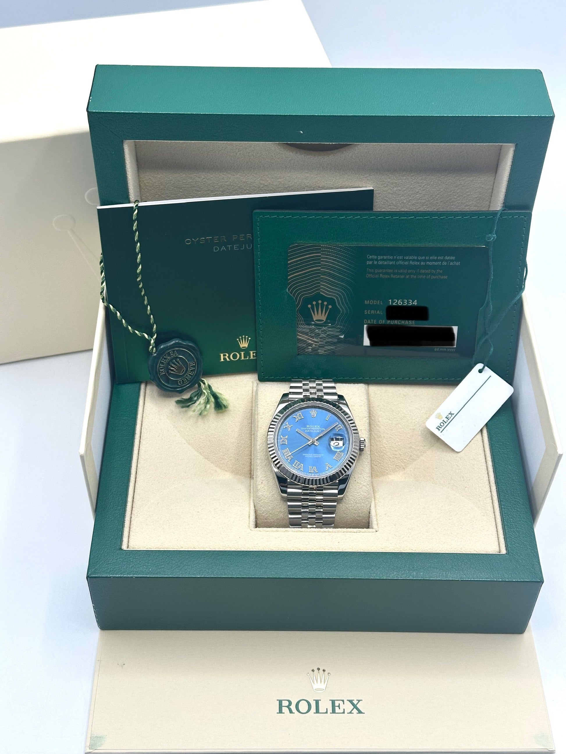2023 Rolex Datejust 41mm 126334 Jubilee Blue Roman Numeral Dial - MyWatchLLC