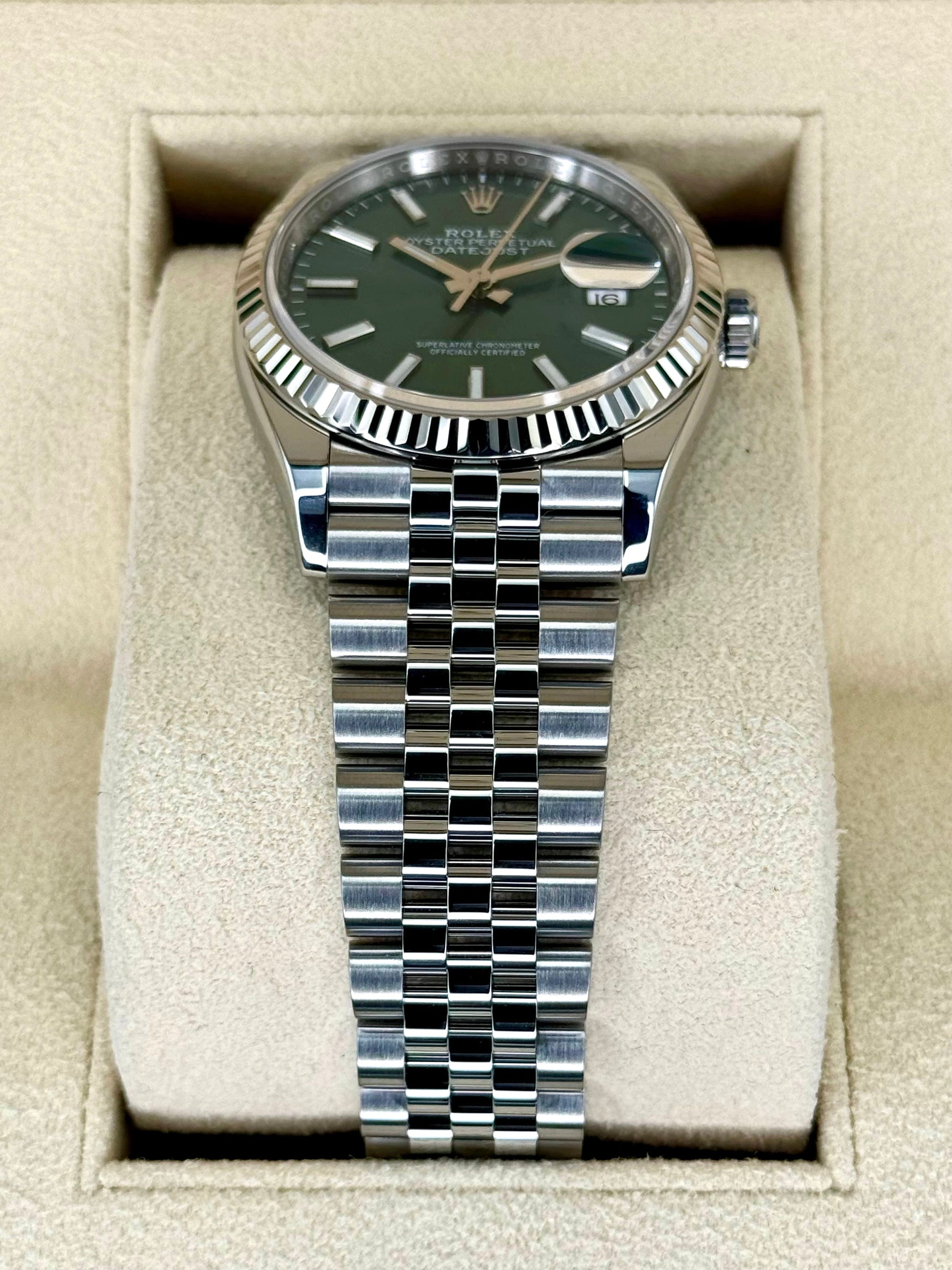 NEW 2024 Rolex Datejust 36mm 126234 Stainless Steel Jubilee Green Dial - MyWatchLLC