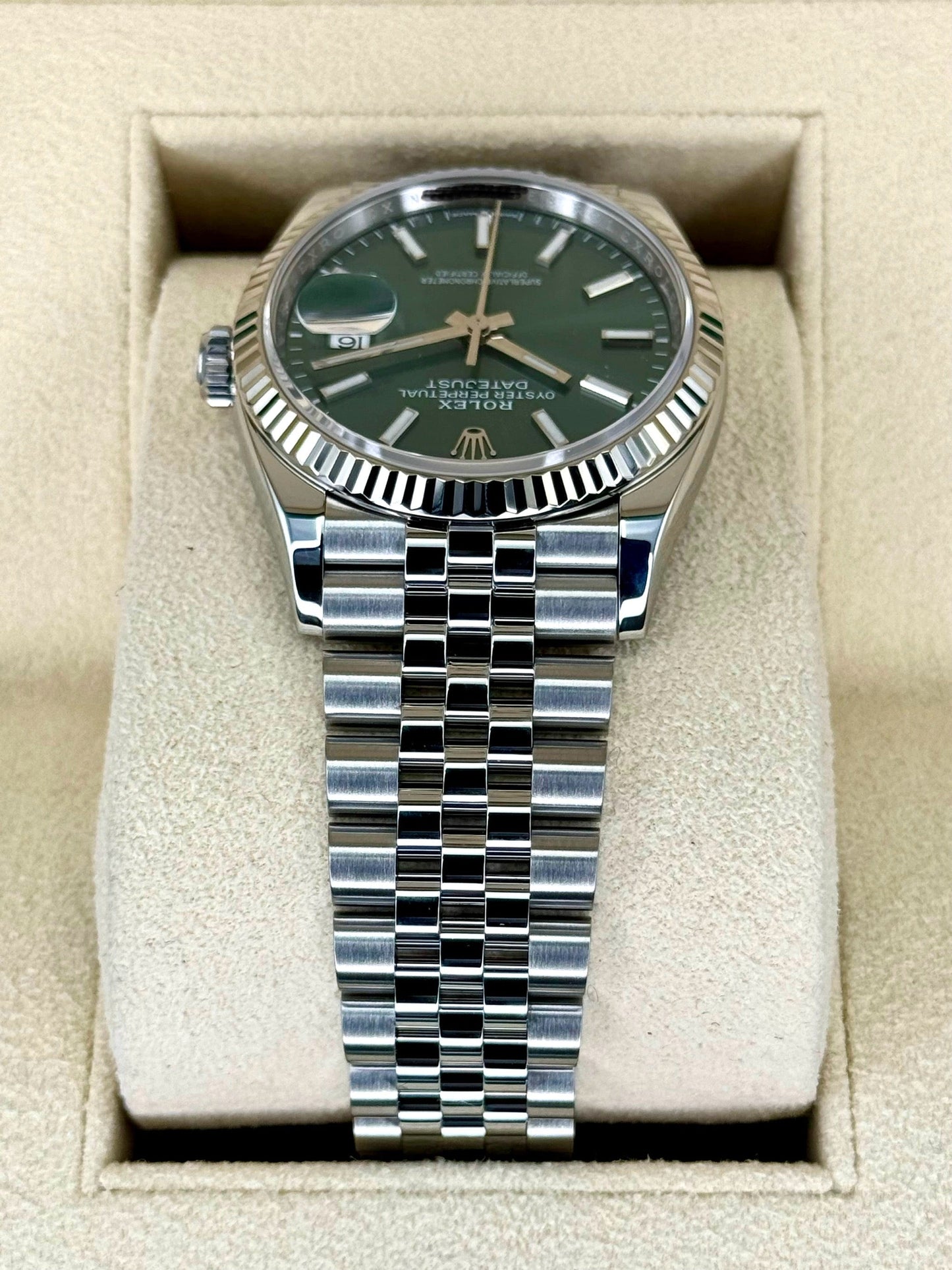 NEW 2024 Rolex Datejust 36mm 126234 Stainless Steel Jubilee Green Dial - MyWatchLLC
