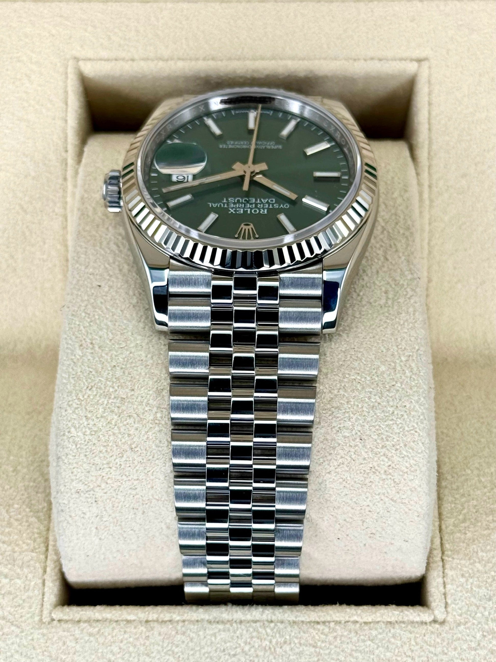 NEW 2024 Rolex Datejust 36mm 126234 Stainless Steel Jubilee Green Dial - MyWatchLLC