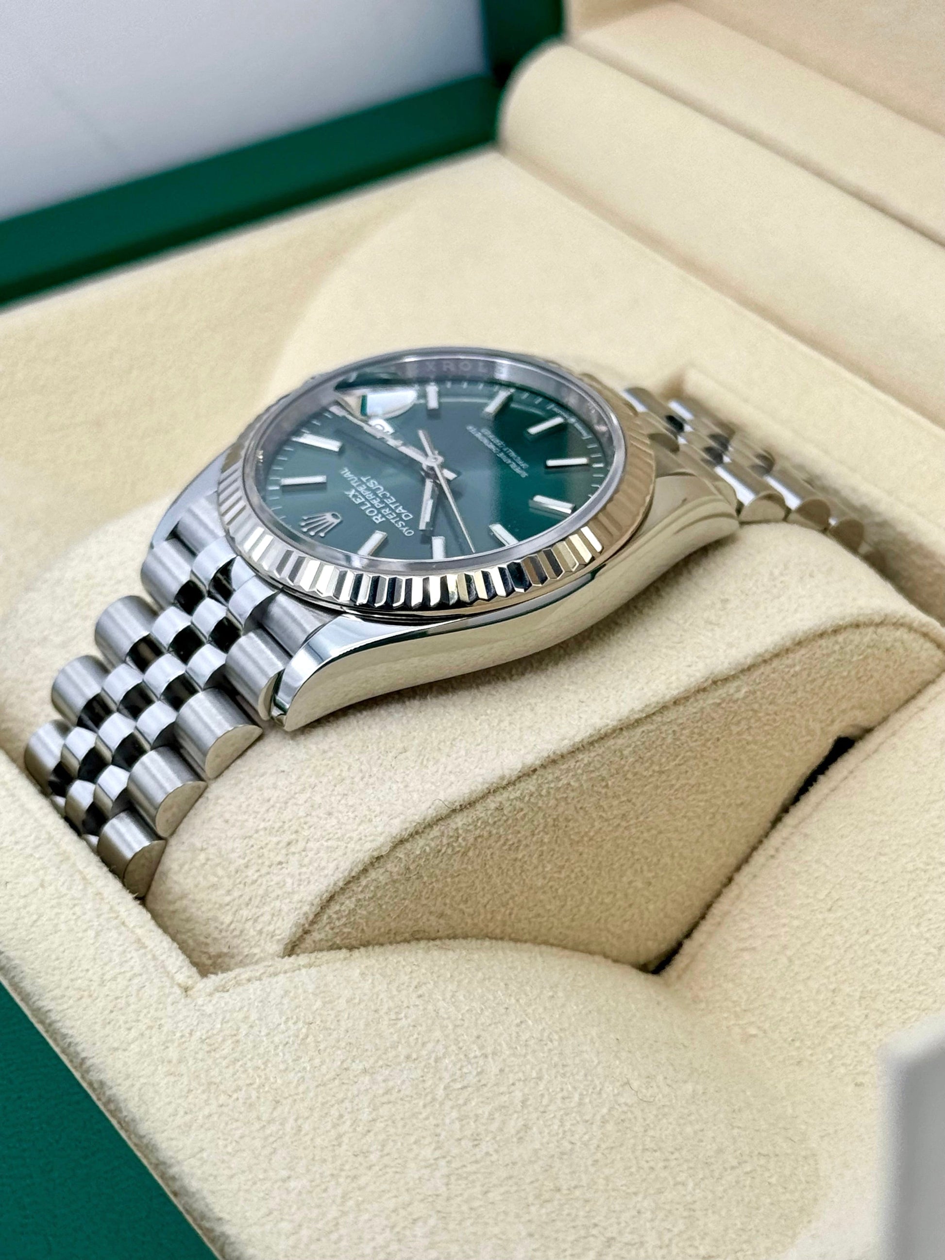 NEW 2024 Rolex Datejust 36mm 126234 Stainless Steel Jubilee Green Dial - MyWatchLLC