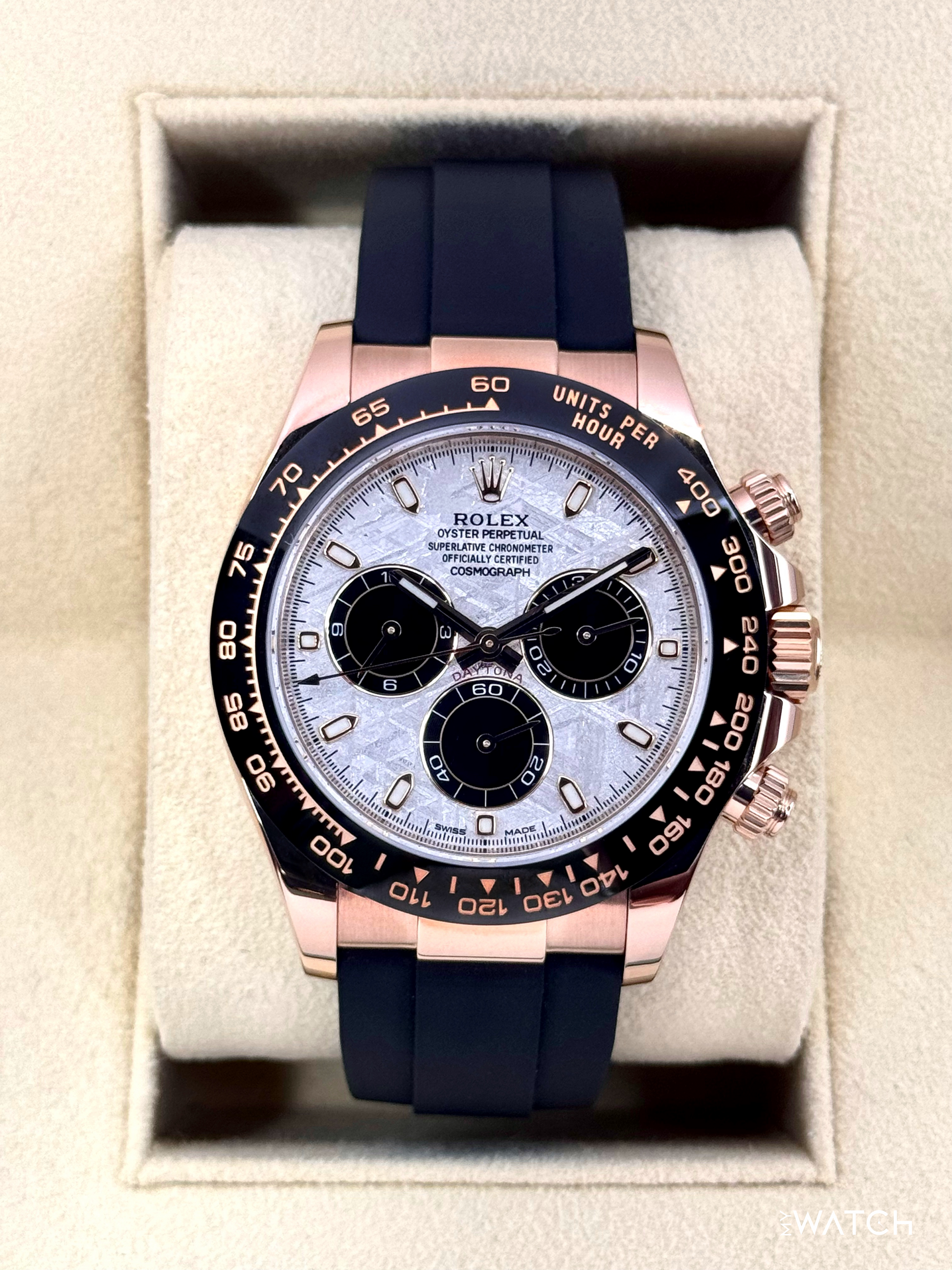 2022 Rolex Daytona 40mm 116515LN Rose Gold Oysterflex Meteorite Dial - MyWatchLLC