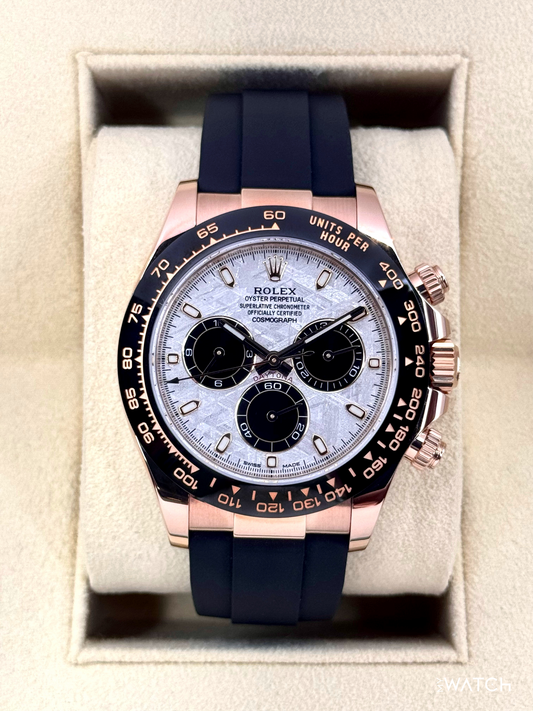 2022 Rolex Daytona 40mm 116515LN Rose Gold Oysterflex Meteorite Dial - MyWatchLLC