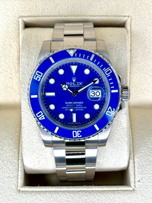2017 Rolex Submariner Date "Smurf" 40mm 116619LB White Gold Blue Dial - MyWatchLLC