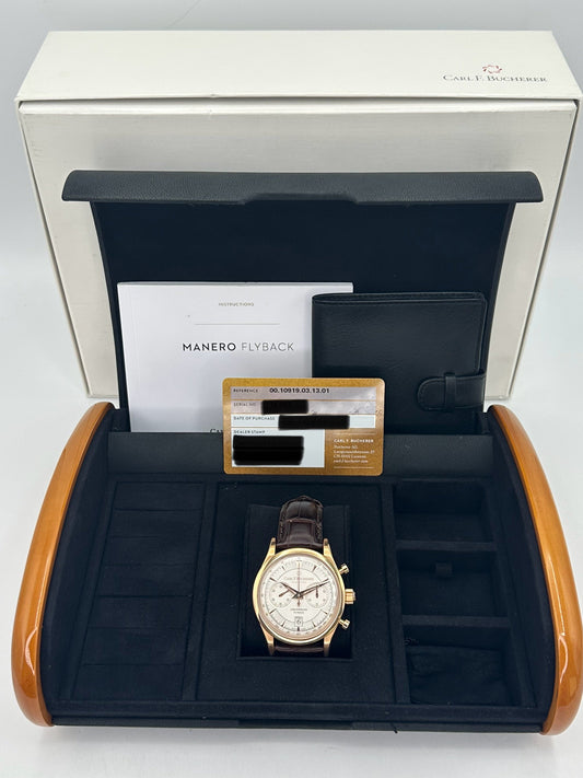2020 Carl F. Bucherer Manero Flyback 43mm Rose Gold Silver Dial - MyWatchLLC
