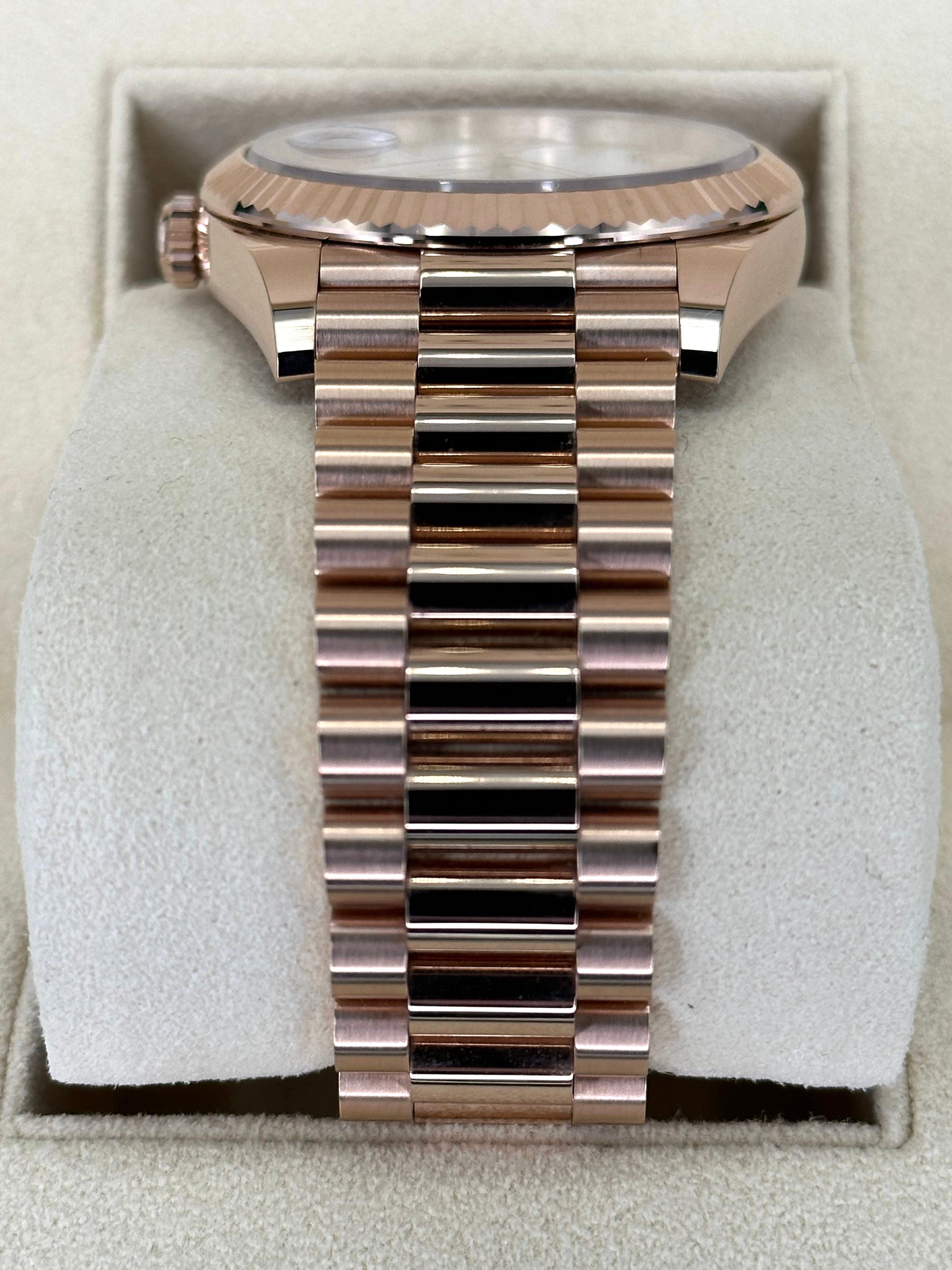 NEW 2024 Rolex Day-Date 228235 Rose Gold White Roman Numeral Dial - MyWatchLLC