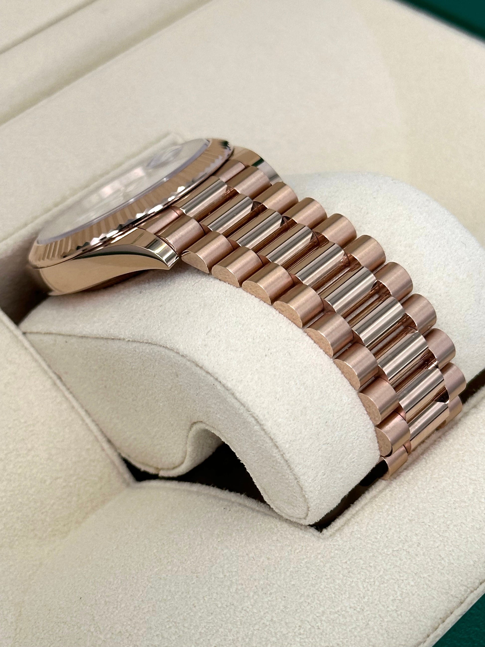 NEW 2024 Rolex Day-Date 228235 Rose Gold White Roman Numeral Dial - MyWatchLLC