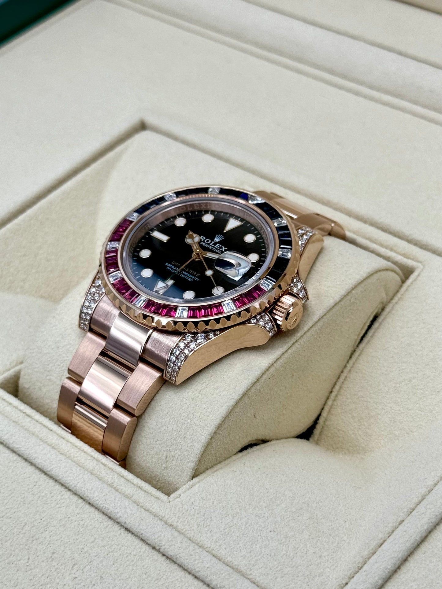 2021 Rolex GMT-Master II 40mm 126755SARU Rose Gold Sapphire and Ruby - MyWatchLLC
