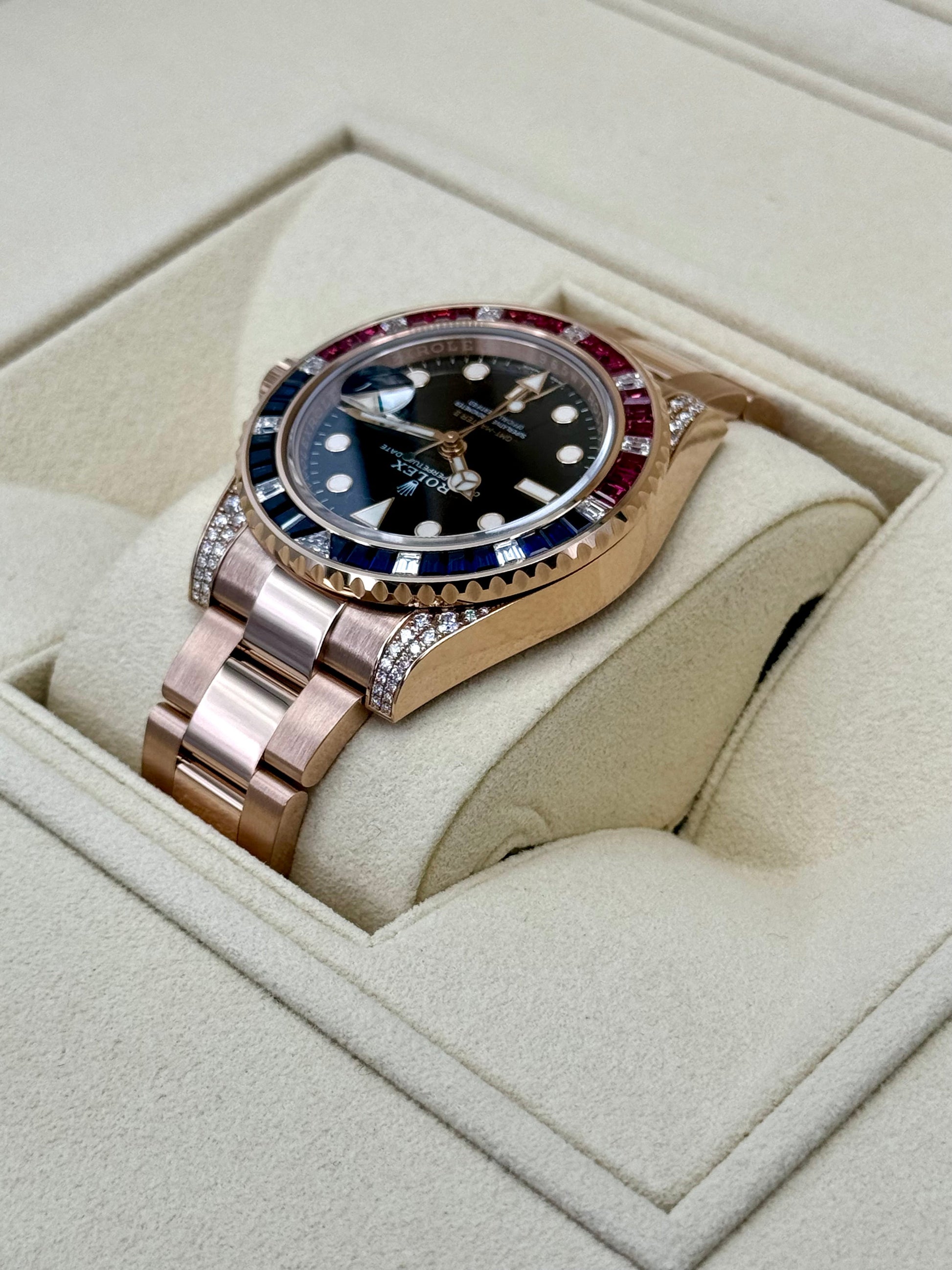 2021 Rolex GMT-Master II 40mm 126755SARU Rose Gold Sapphire and Ruby - MyWatchLLC