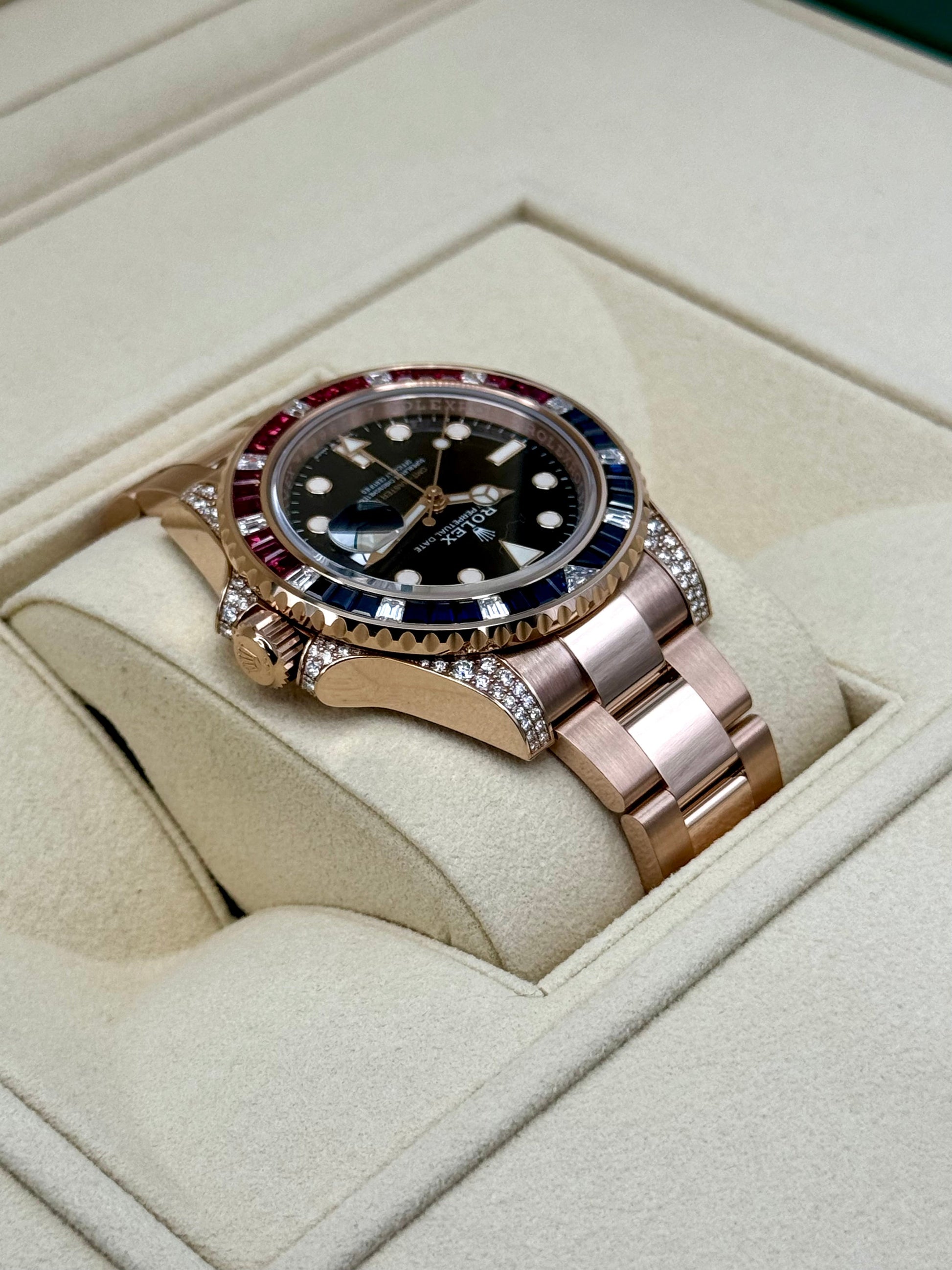 2021 Rolex GMT-Master II 40mm 126755SARU Rose Gold Sapphire and Ruby - MyWatchLLC