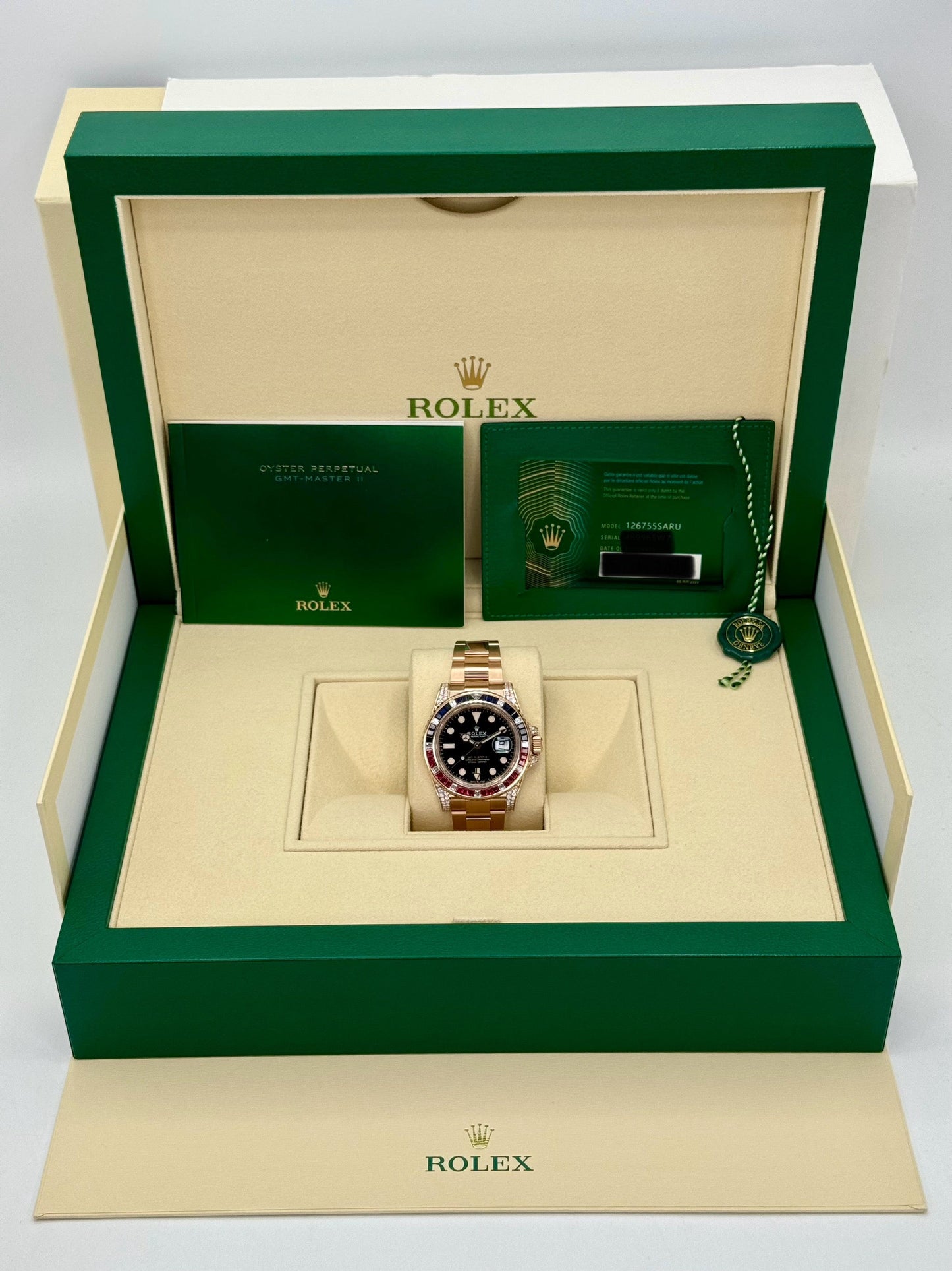 2021 Rolex GMT-Master II 40mm 126755SARU Rose Gold Sapphire and Ruby - MyWatchLLC